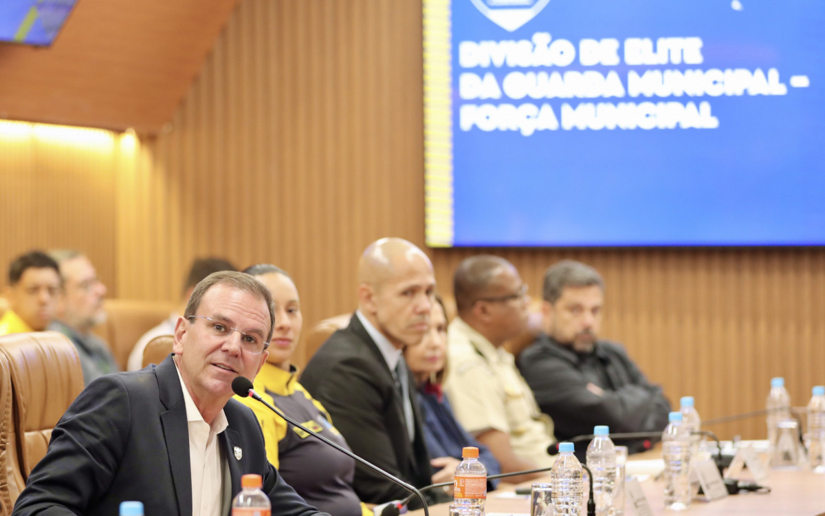 Apresentação das ações da Força Municipal em coletiva de imprensa com prefeito Eduardo Paes - Beth Santos/Força Municipal