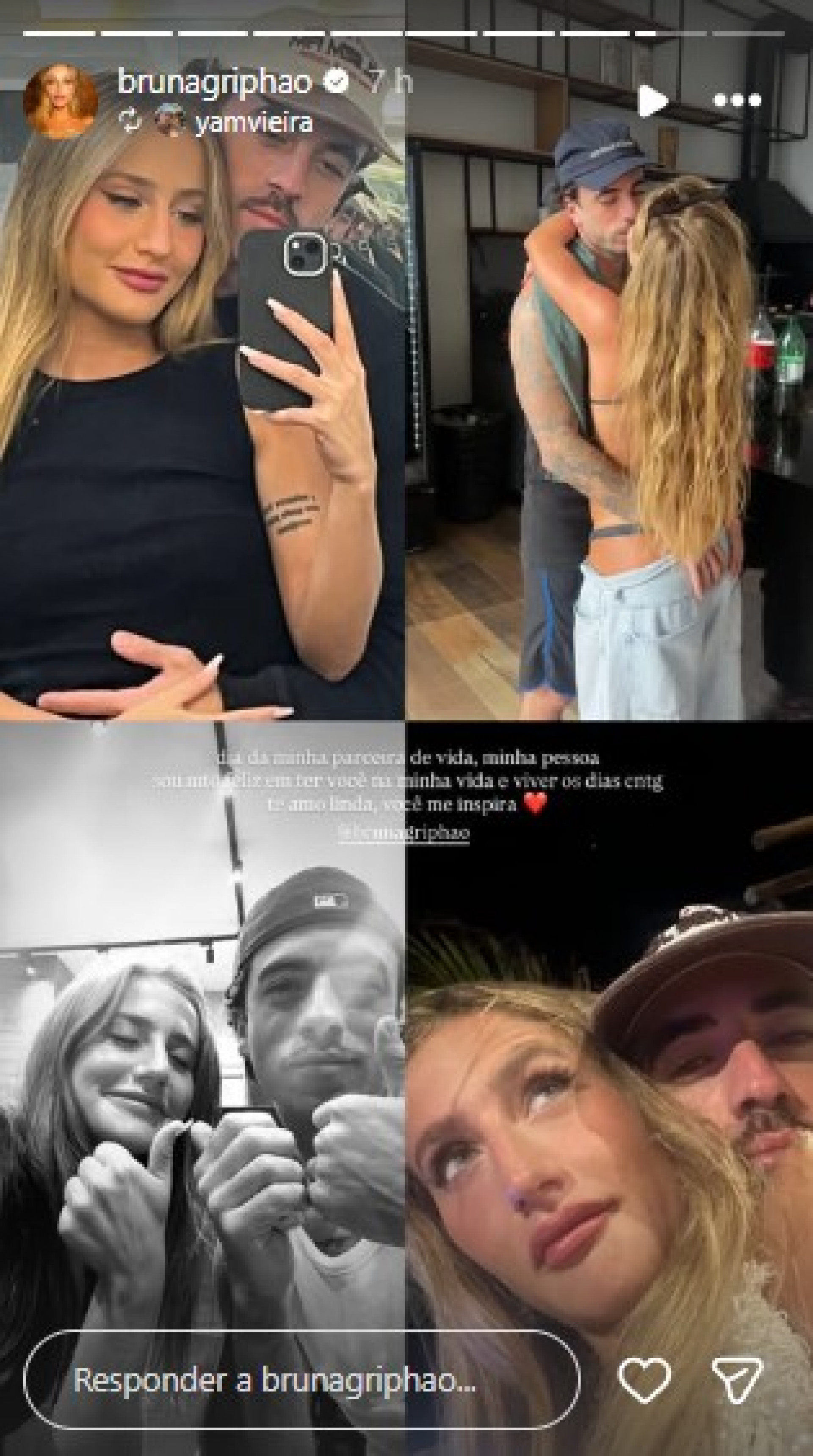Bruna Griphao faz aniversário e ganha declaração do novo namorado, Yam Vieira - Reprodução / Instagram