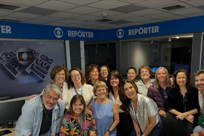 Fátima Bernardes faz visita surpresa a Globo e aparece ao lado de William Bonner