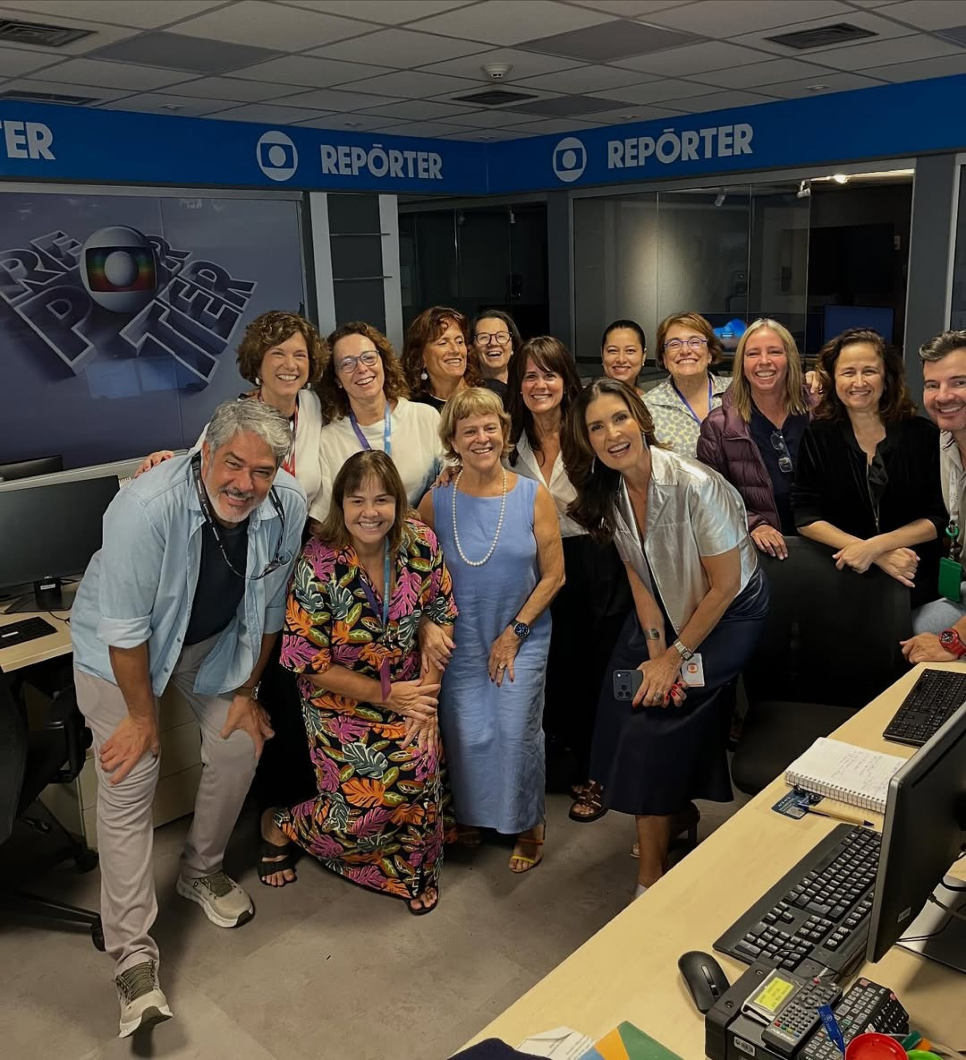 Fátima Bernardes encontra William Bonner na redação do Globo Repórter - Reprodução / Instagram
