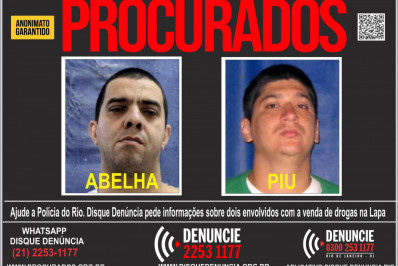 Disque Denúncia divulga cartaz para prender chefes do tráfico de drogas na Lapa