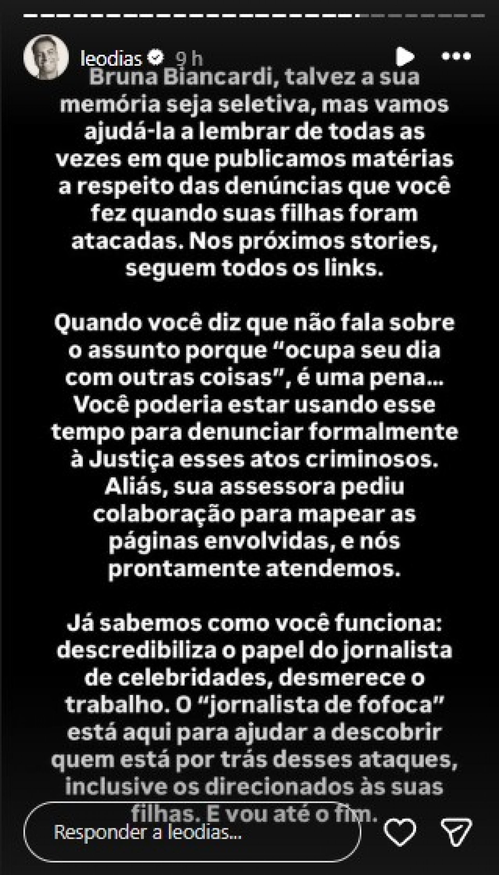 Leo Dias rebate Bruna Biancardi - Reprodução / Instagram