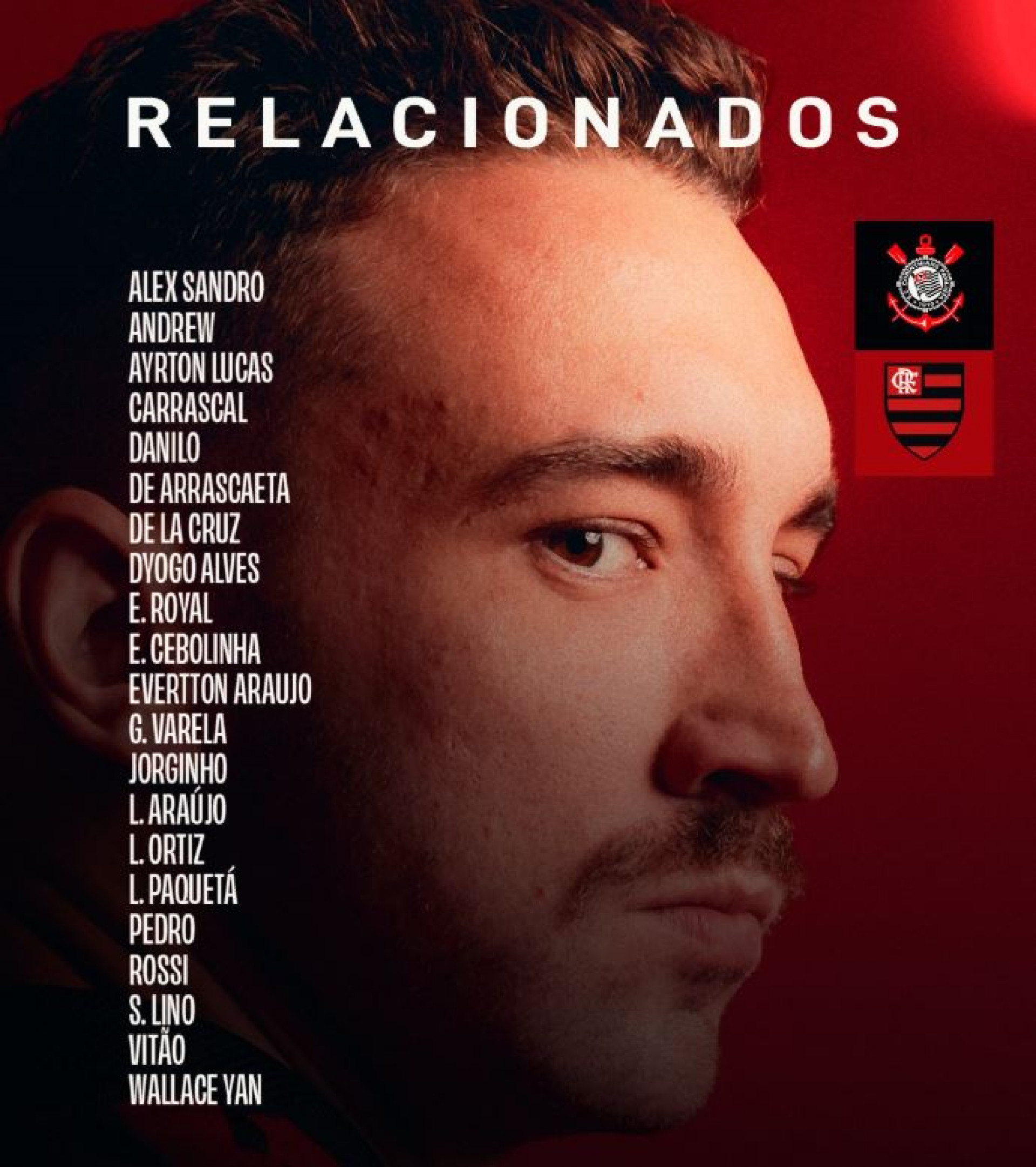 Flamengo divulga lista de relacionados para jogo contra o Corinthians - Flamengo