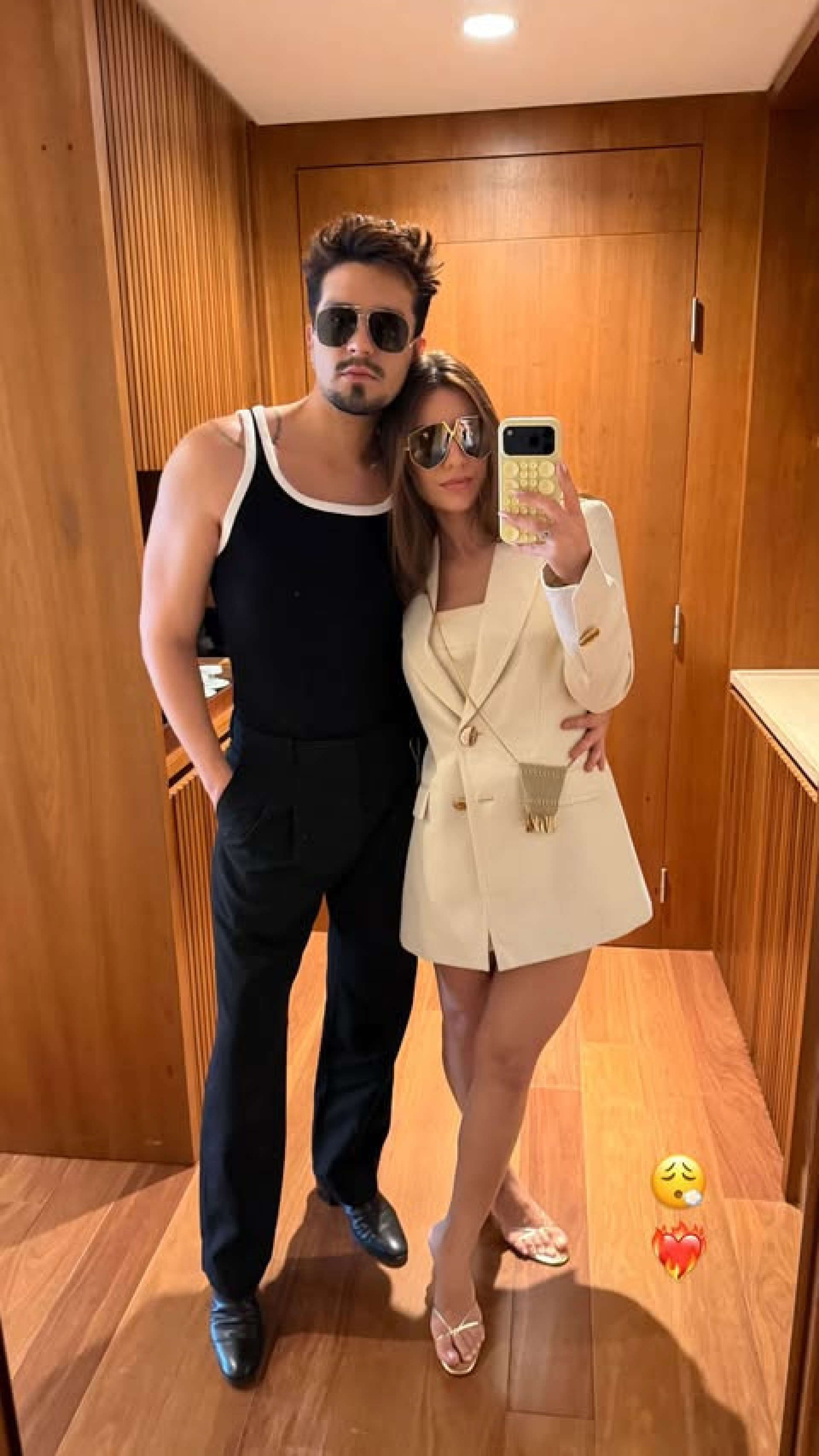 Luan Santana e Jade Magalhães surgem agarradinhos antes de apresentação no Paraná