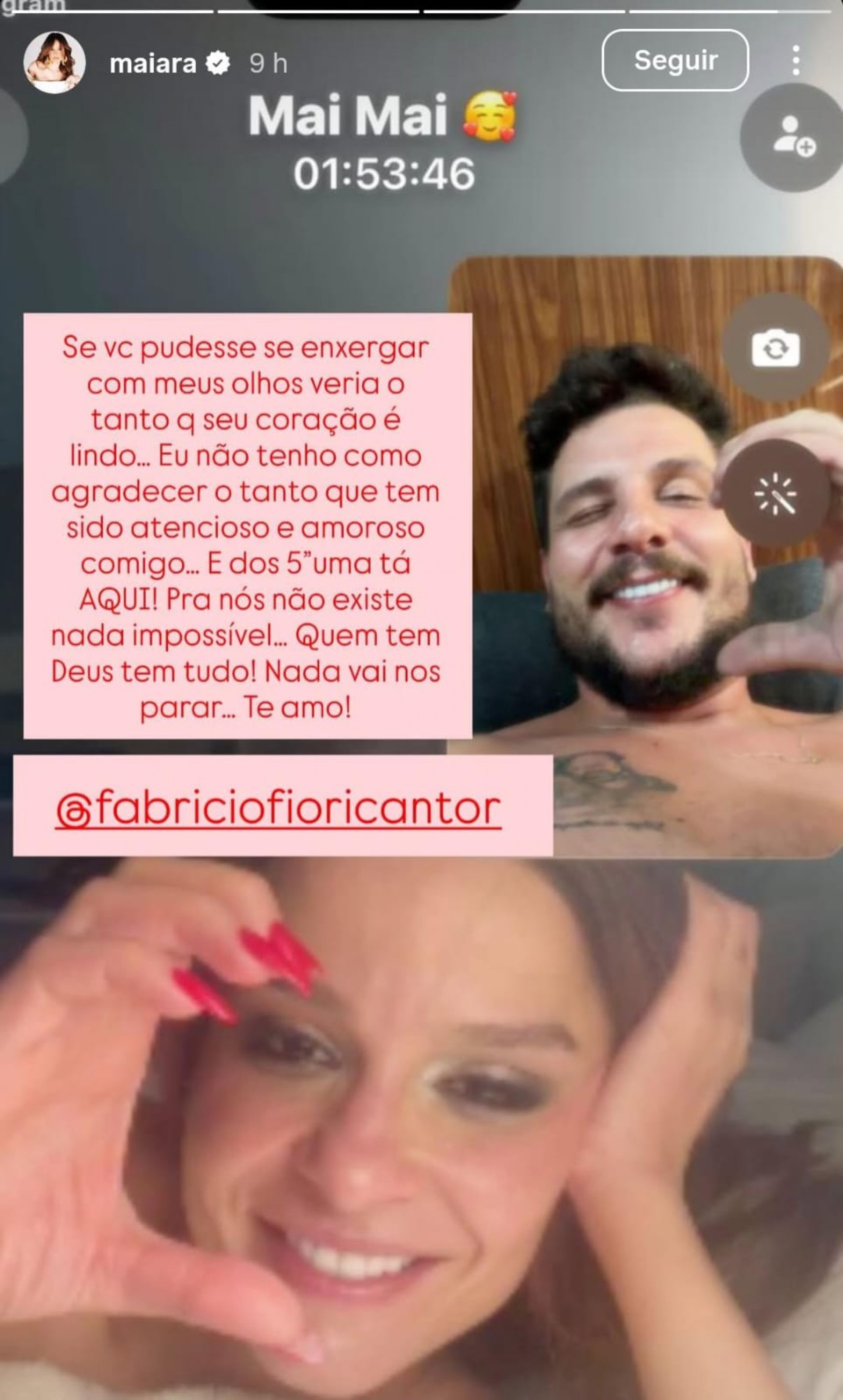 Maiara se declara para Fabricio Fiori - Reprodução / Instagram
