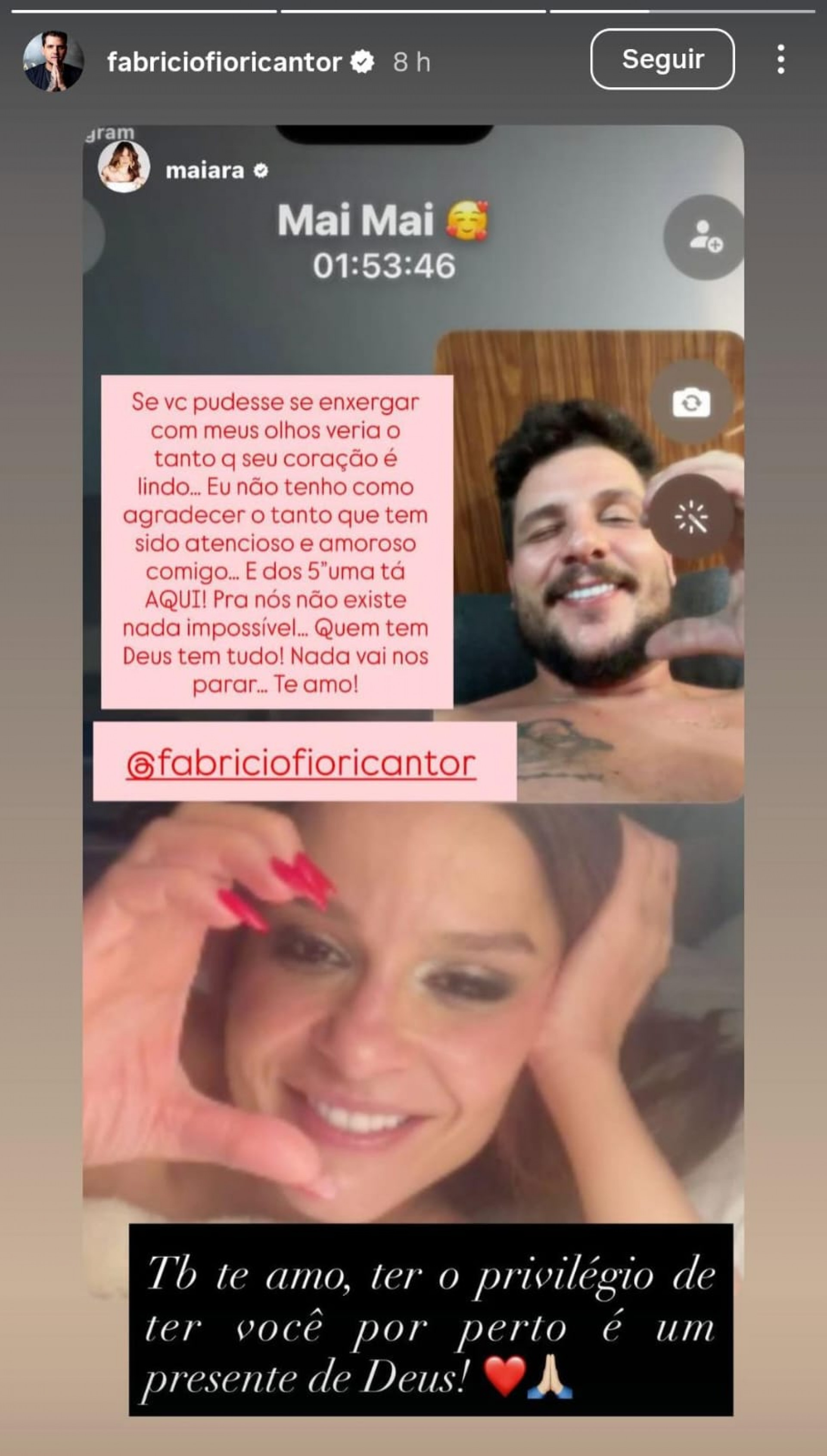 Fabricio Fiori se declara para Maiara - Reprodução / Instagram