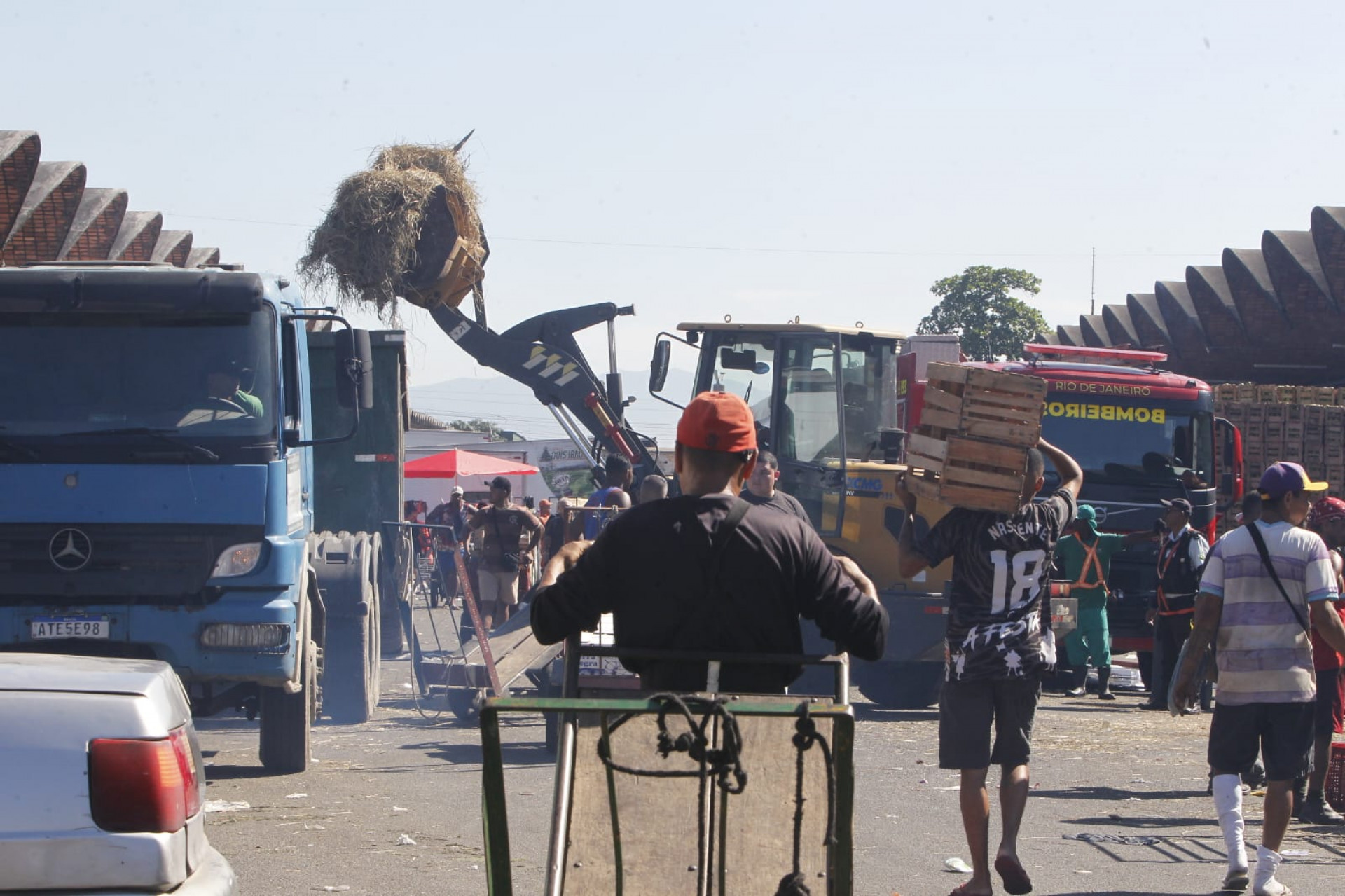 Incêndio destruiu galpão da Ceasa, em Irajá, nesta terça-feira (24) - Reginaldo Pimenta / Agência O Dia