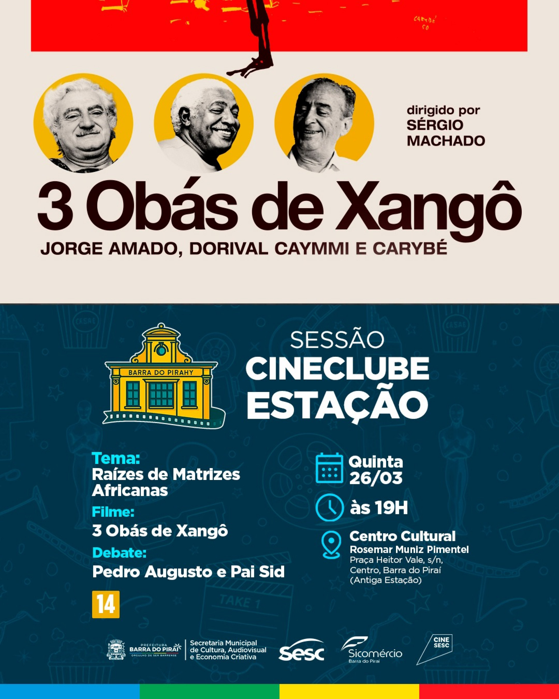Filme que conta a trajetória de Jorge Amado, Dorival Caymmi e Carybé é atração do Cineclube Estação do próximo dia 26