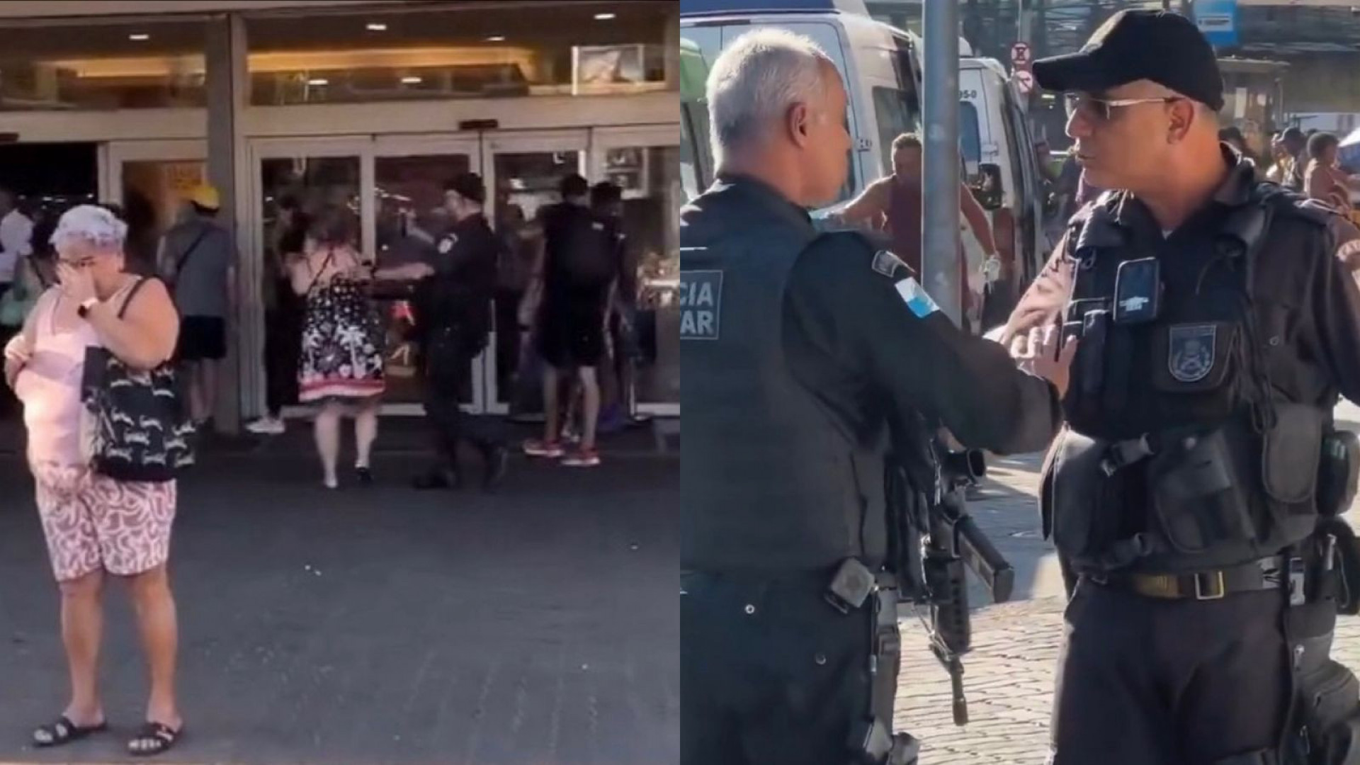 Policial usou spray de pimenta contra populares na entrada do Madureira Shopping, na Zona Norte