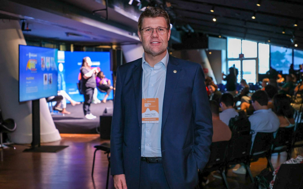Deputado estadual Gustavo Tutuca na ExpoRio Turismo -  Eduardo Uzal / Ag&ecirc;ncia O Dia