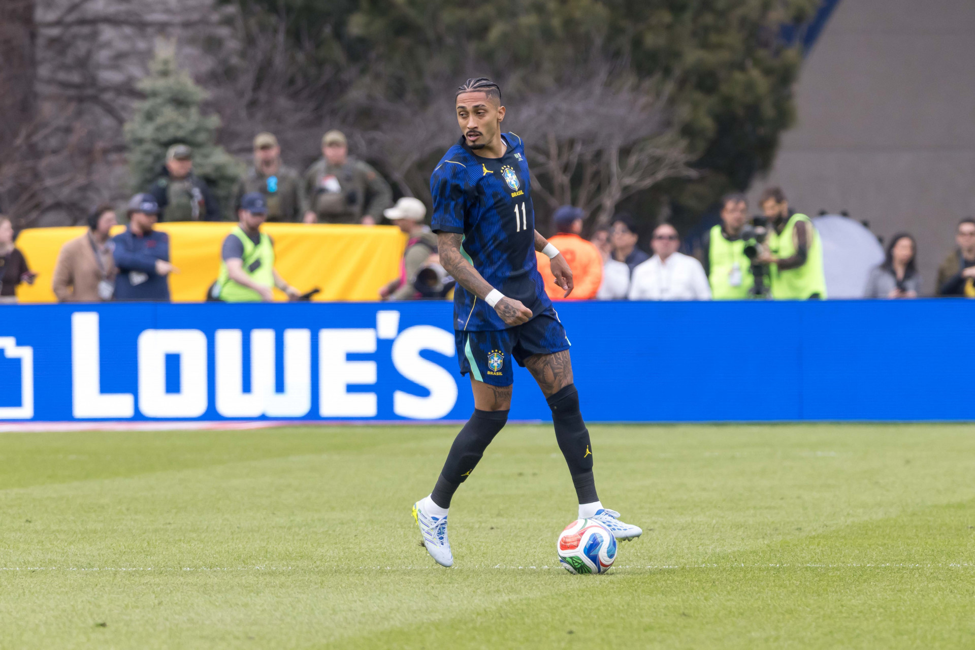 Jogadores do Brasil durante partida amistosa entre Brasil e França no Gillette Stadium na cidade de Foxborough (MA) nos Estados Unidos nesta quinta-feira (26). - William Volcov/Parceiro/Agência O Dia