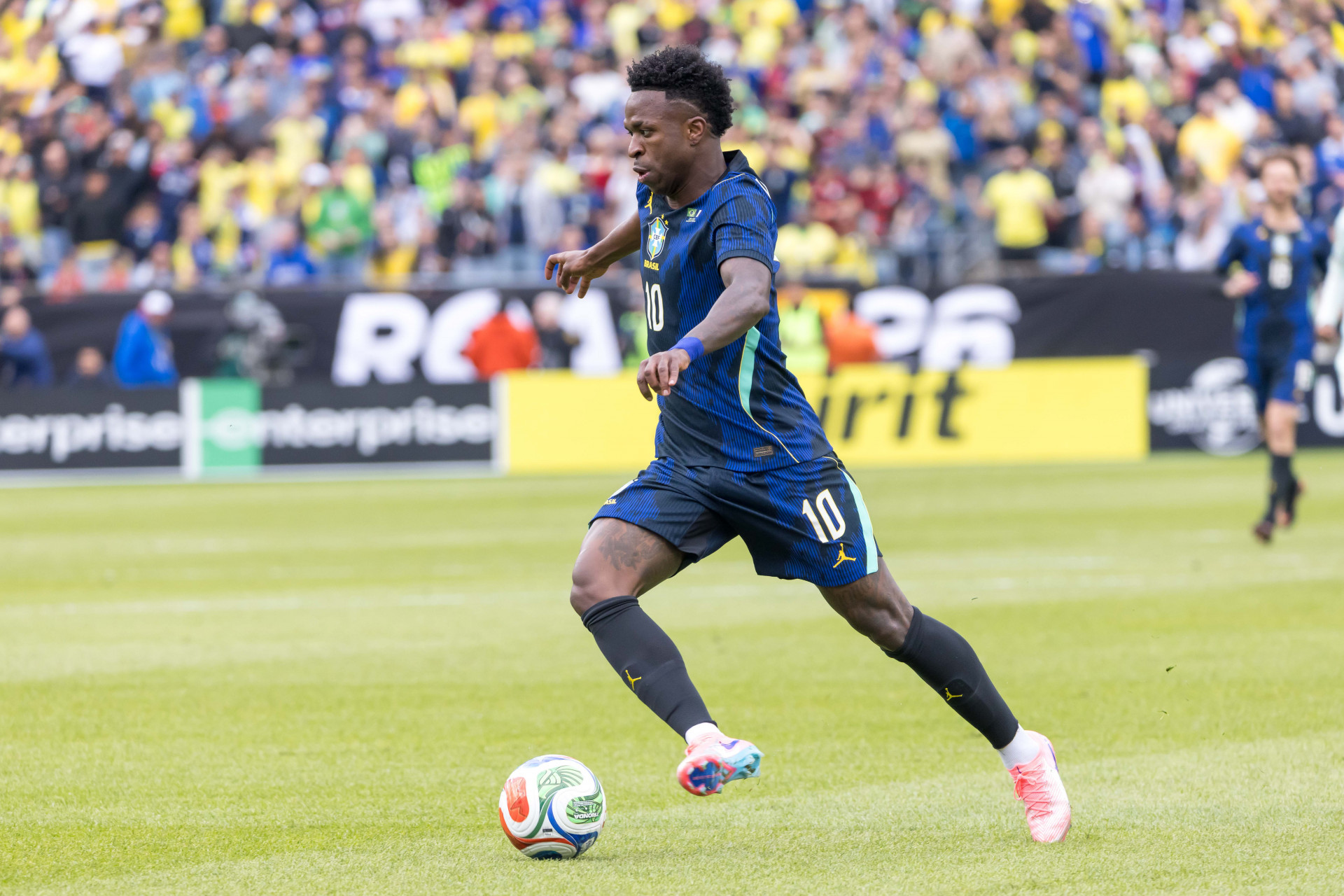 Jogadores do Brasil durante partida amistosa entre Brasil e França no Gillette Stadium na cidade de Foxborough (MA) nos Estados Unidos nesta quinta-feira (26). - William Volcov/Parceiro/Agência O Dia