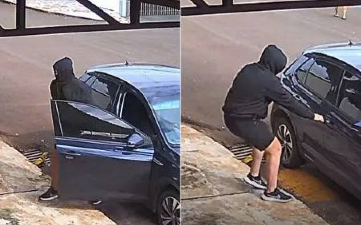 Câmera registrou o momento em que um dos suspeitos entra de capuz em um bar, dispara contra o avô e foge com os objetos - Reprodução/ redes sociais