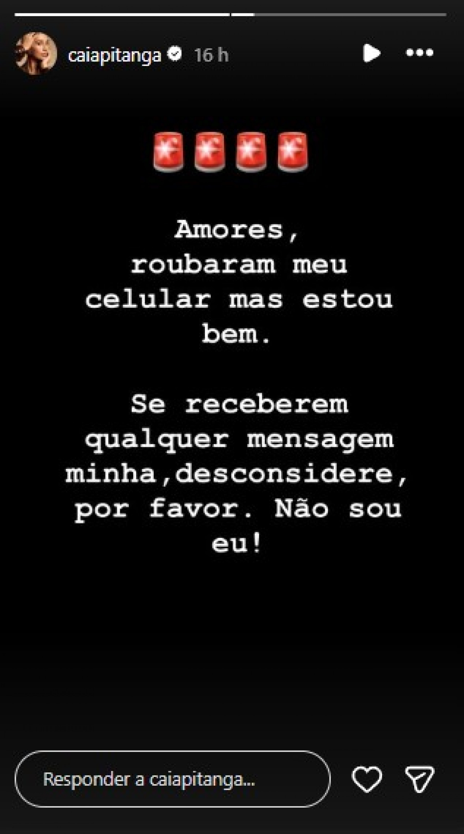 Camila Pitanga tem celular roubado - Reprodução / Instagram