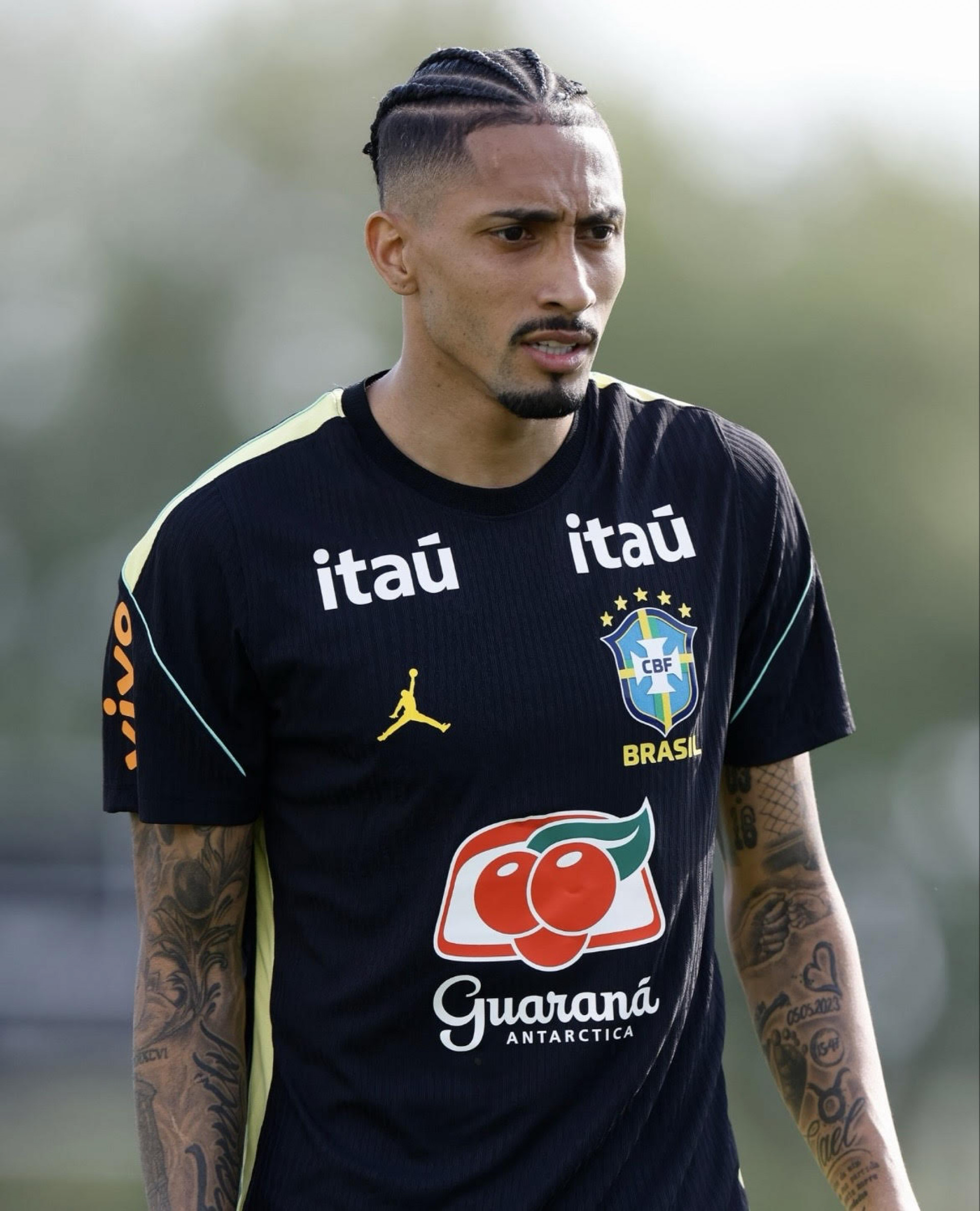 Raphinha durante um dos treinamentos da seleção brasileira nos Estados Unidos