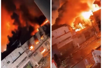 Vídeo: Incêndio de grandes proporções atinge fábrica no Brás, em SP