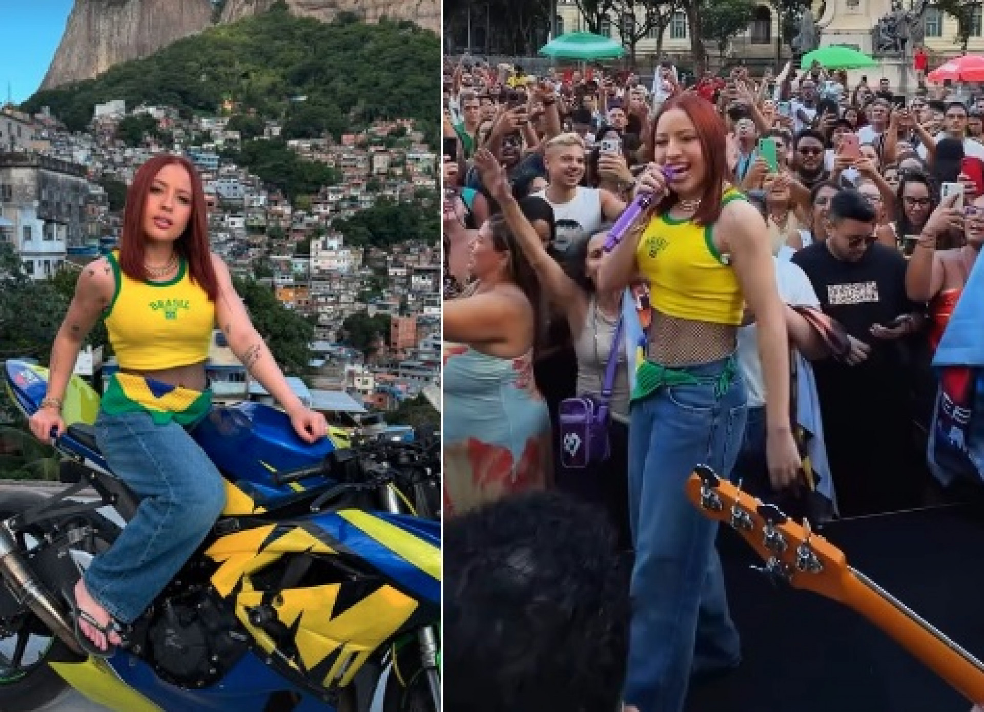 Mari Fernandez visita a Rocinha e faz show em bar na Cinelândia