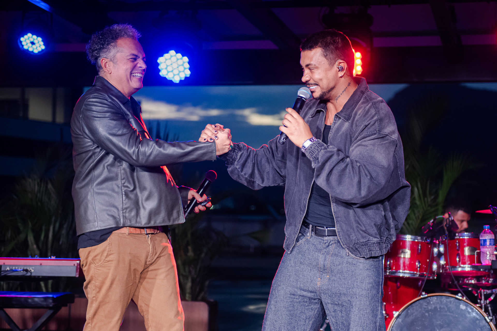 Xamâ e Zé Ricardo no evento de apresentação do espaço favela no Rock in Rio, no Rooftop da Rock World, na zona sudoeste do Rio - Letycia Miller/Brazil News