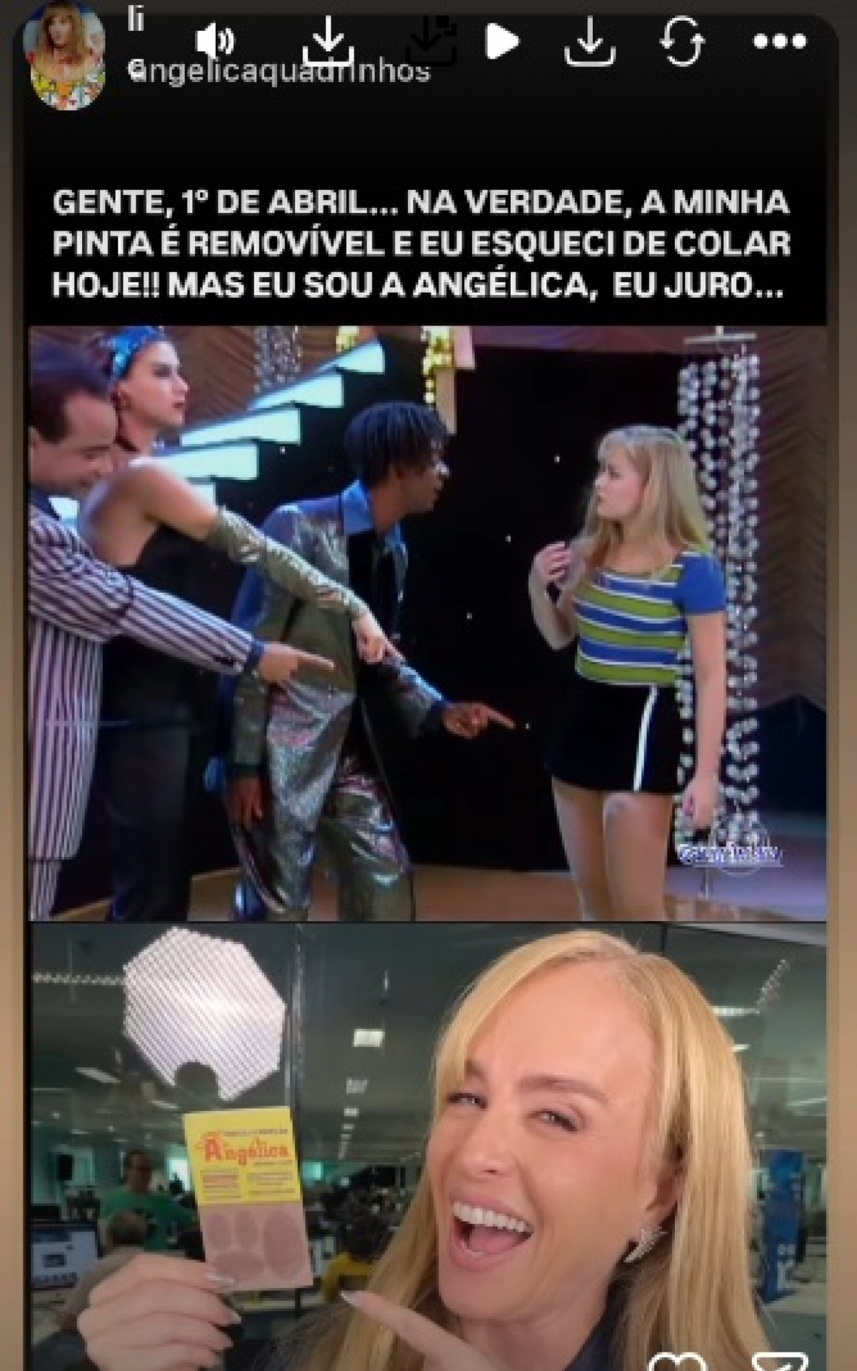 Ang&eacute;lica entra na brincadeira do Dia da Mentira e revive hist&oacute;ria sobre pinta 'falsa' - Reprodu&ccedil;&atilde;o Instagram