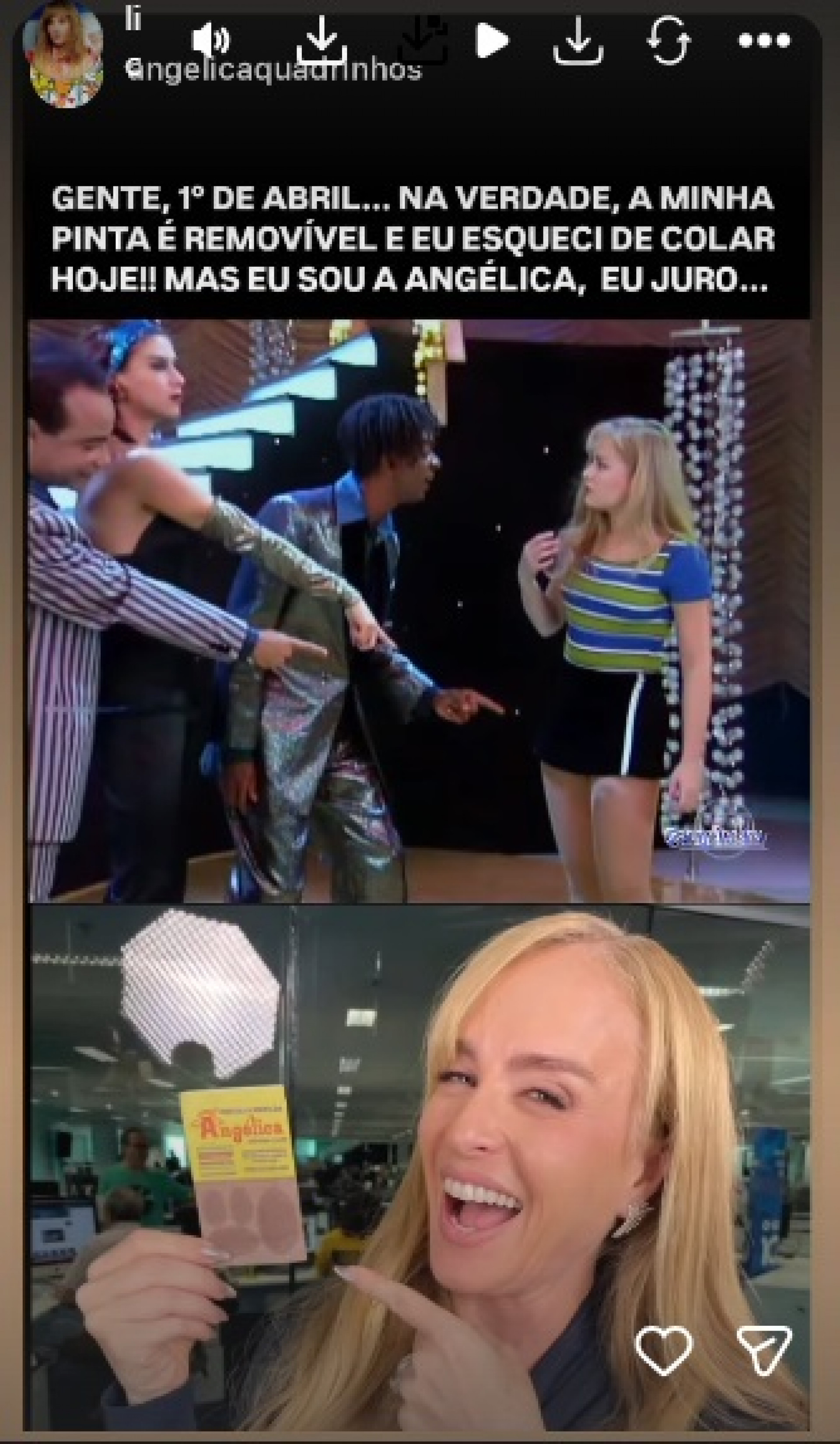 Angélica entra na brincadeira do Dia da Mentira e revive história sobre pinta \'falsa\'