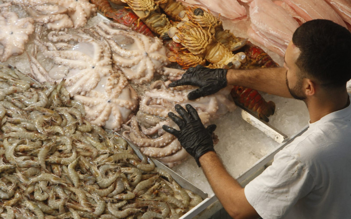 Peixes frescos chamam atenção de consumidores no Mercado São Pedro