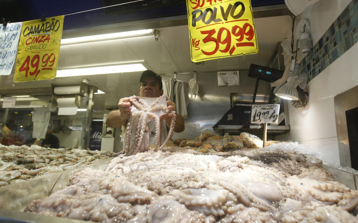 Peixes frescos chamam atenção de consumidores no Mercado São Pedro