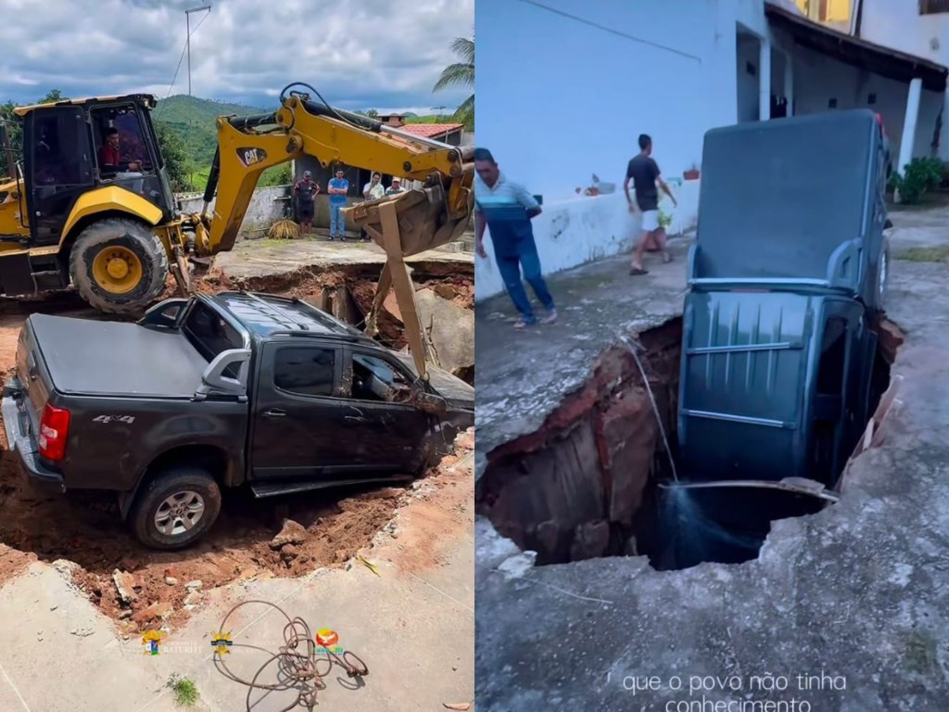 Vídeo: chão cede e caminhonete de padre é 'engolida' por buraco no Ceará