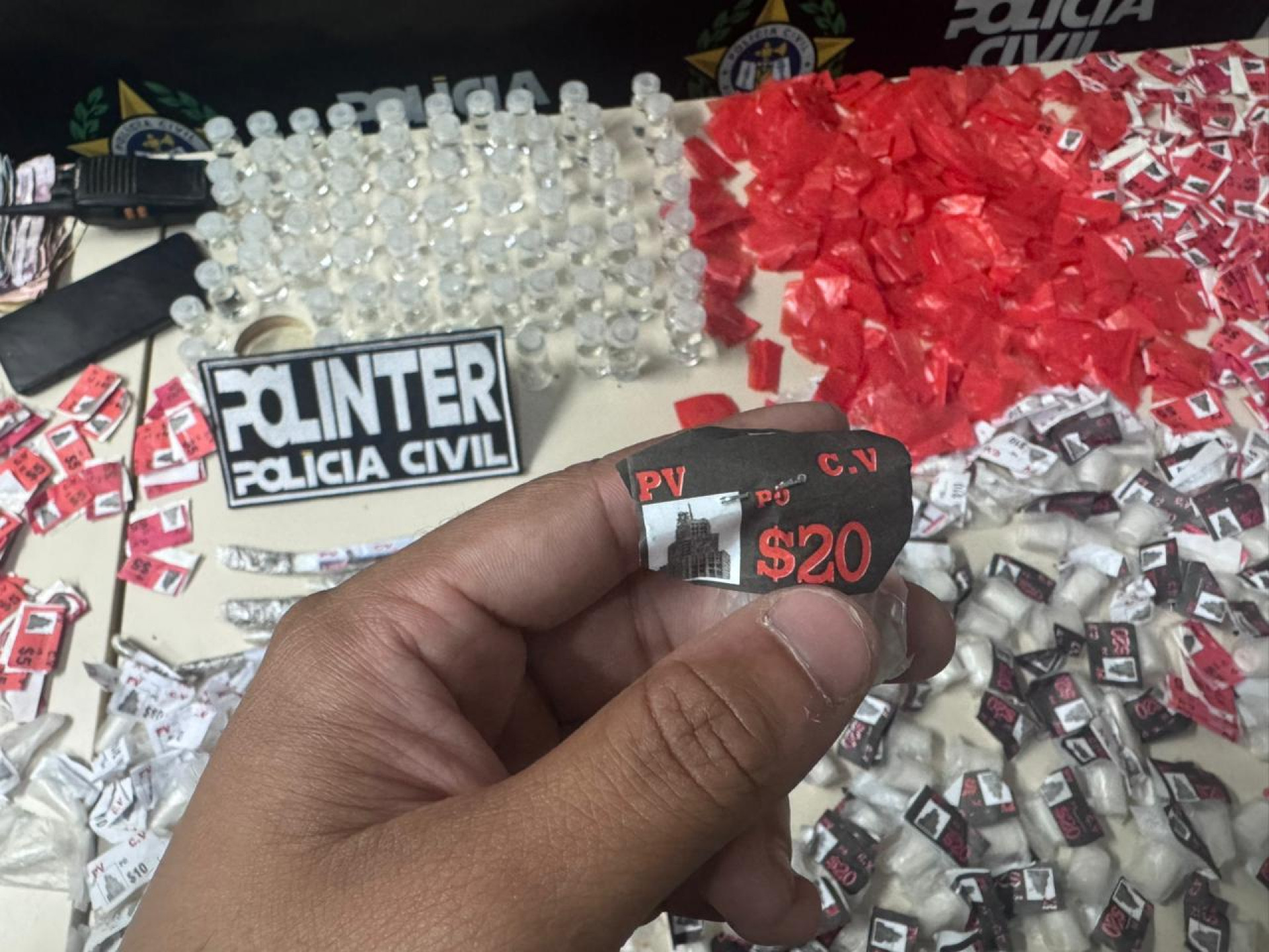 Policiais da DC-Polinter apreenderam grande quantidade de drogas na ação - Reprodução