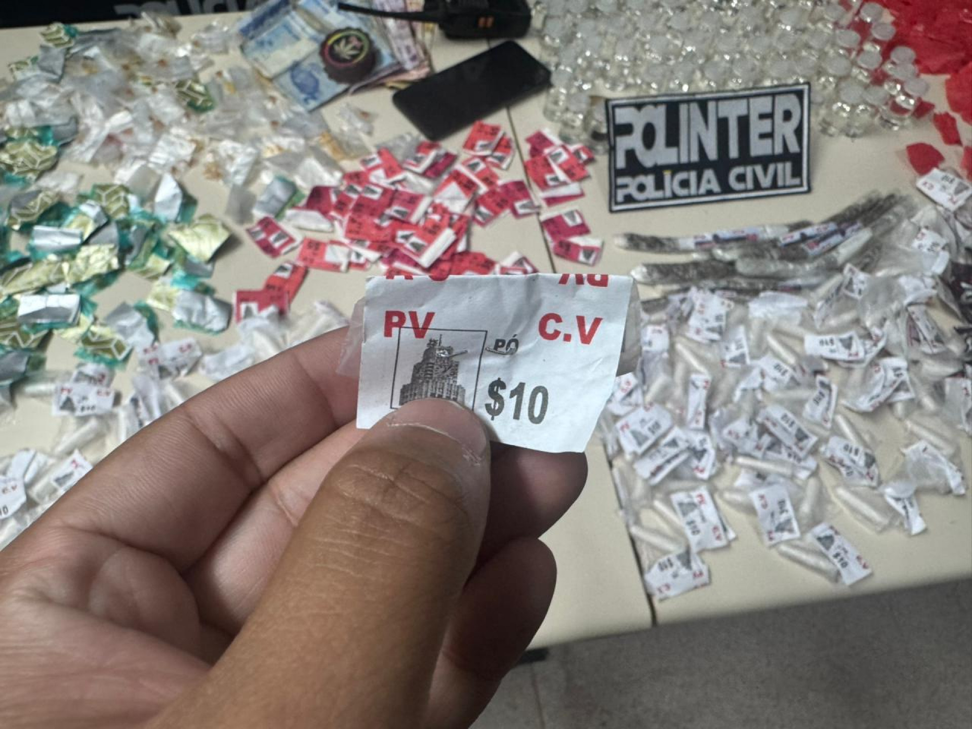 Policiais da DC-Polinter apreenderam grande quantidade de drogas na ação - Reprodução