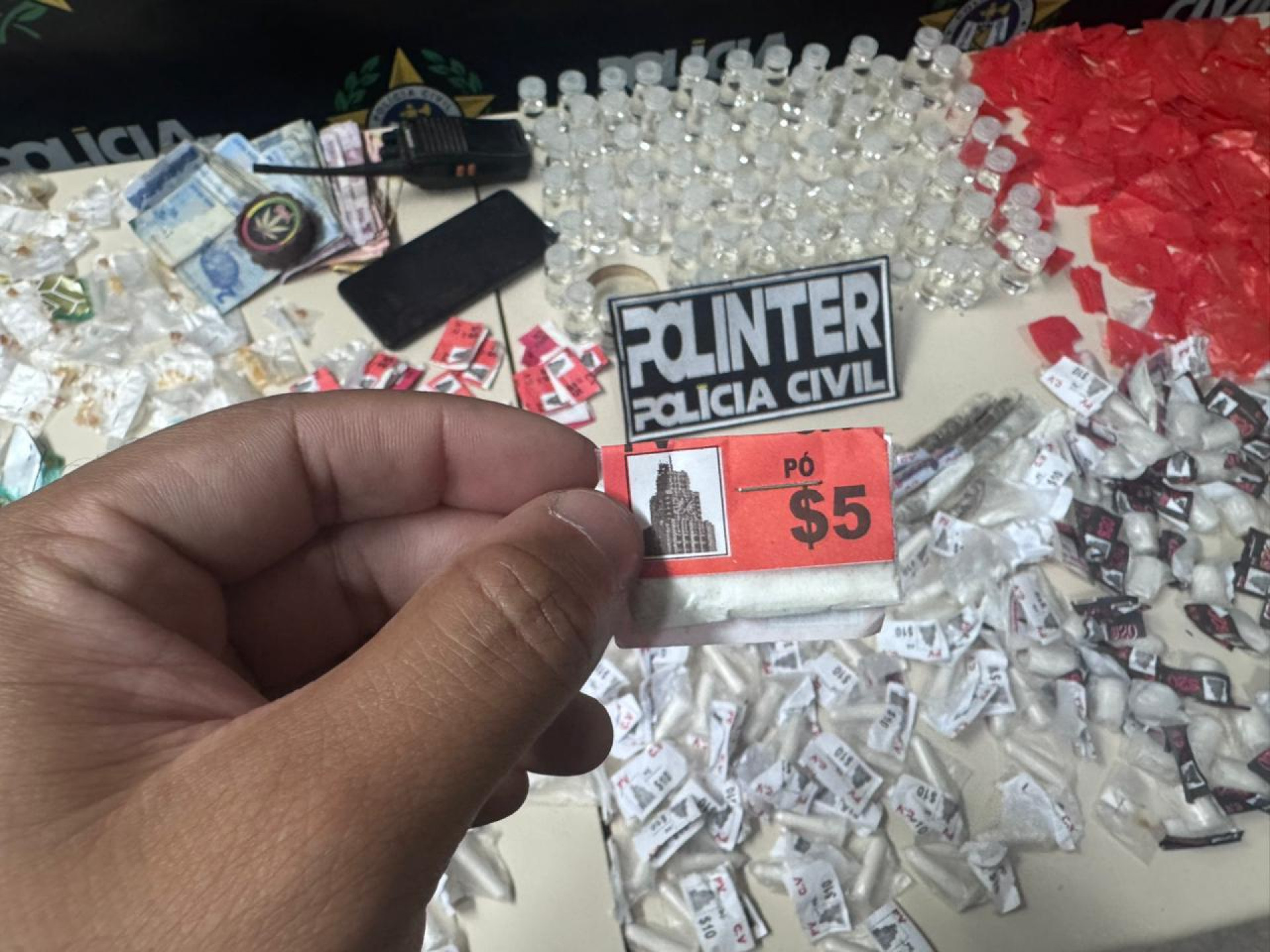 Policiais da DC-Polinter apreenderam grande quantidade de drogas na ação - Reprodução