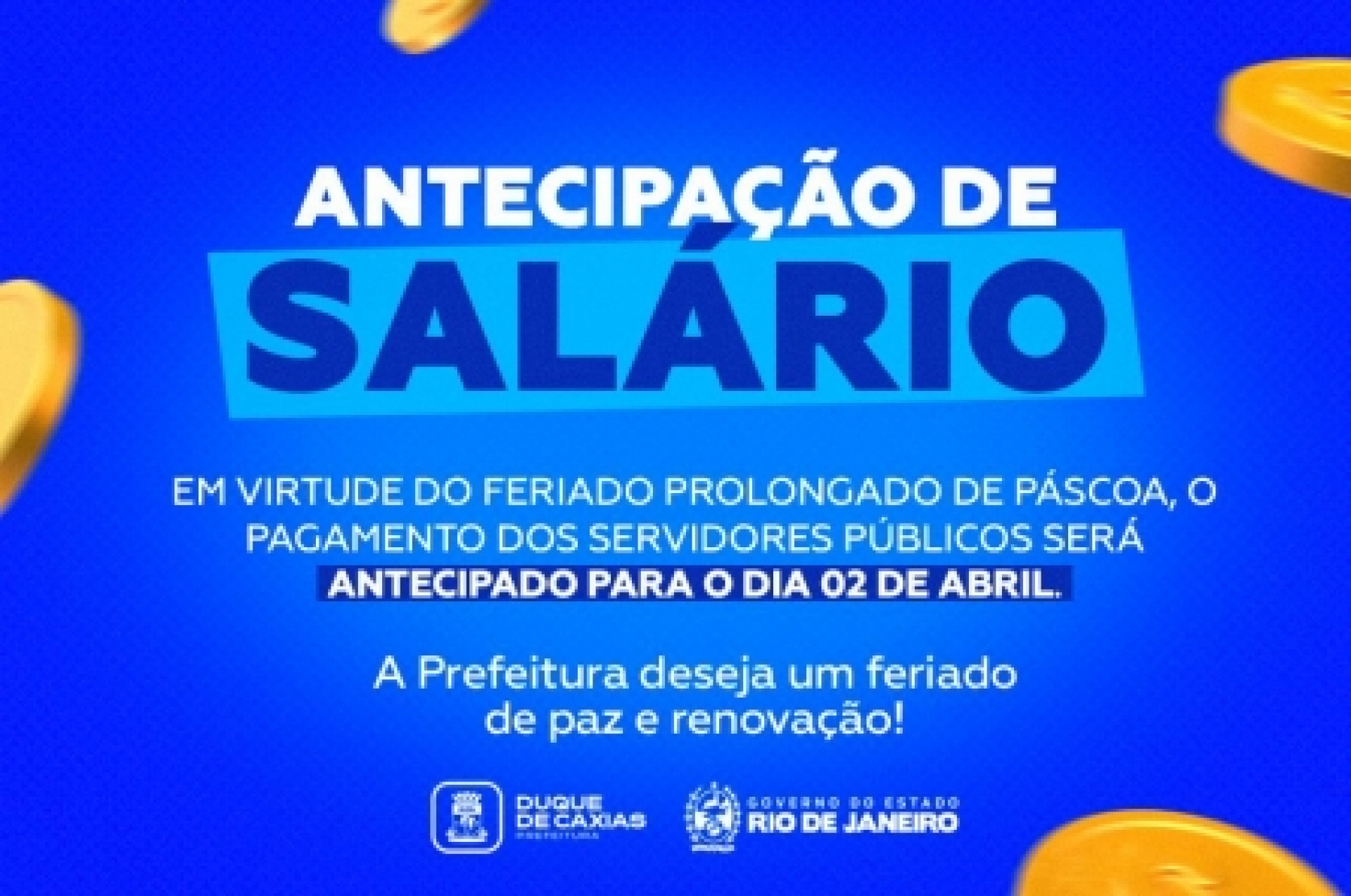 Prefeitura de Caxias antecipa salário de abril para servidores