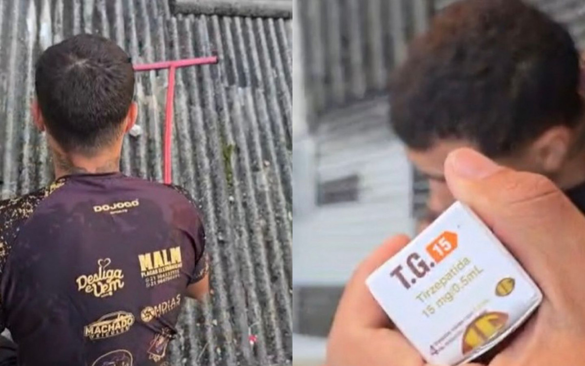 Tanan tentou se desfazer dos medicamentos emagrecedores, mas teve que pegá-los de volta com um rodo - Reprodução / Polícia Civil