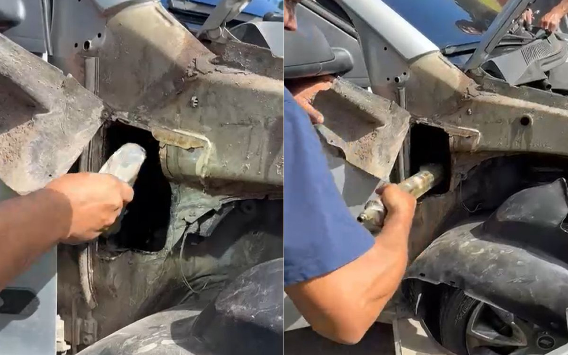 Fuzis e pistolas estavam escondidos em fundo falso criado na lataria de um carro - Divulgação / PF