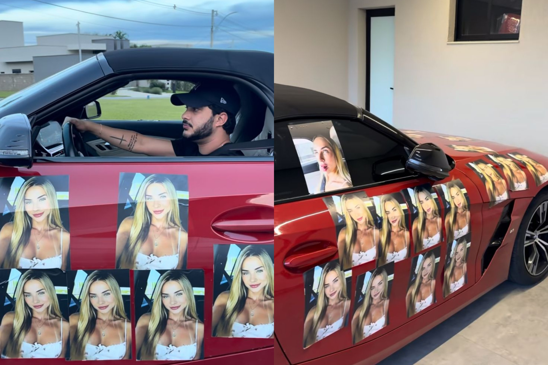 Gabi Martins envelopa carro do namorado com fotos dela
- Reprodução / Instagram