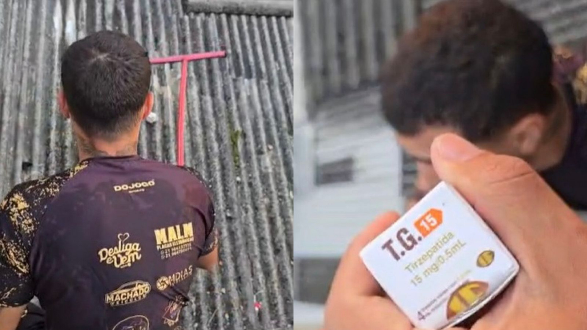 Tanan tentou se desfazer dos medicamentos emagrecedores, mas teve que pegá-los de volta com um rodo - Reprodução / Polícia Civil