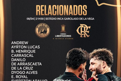 Com desfalques, Flamengo divulga relacionados para estreia na Libertadores