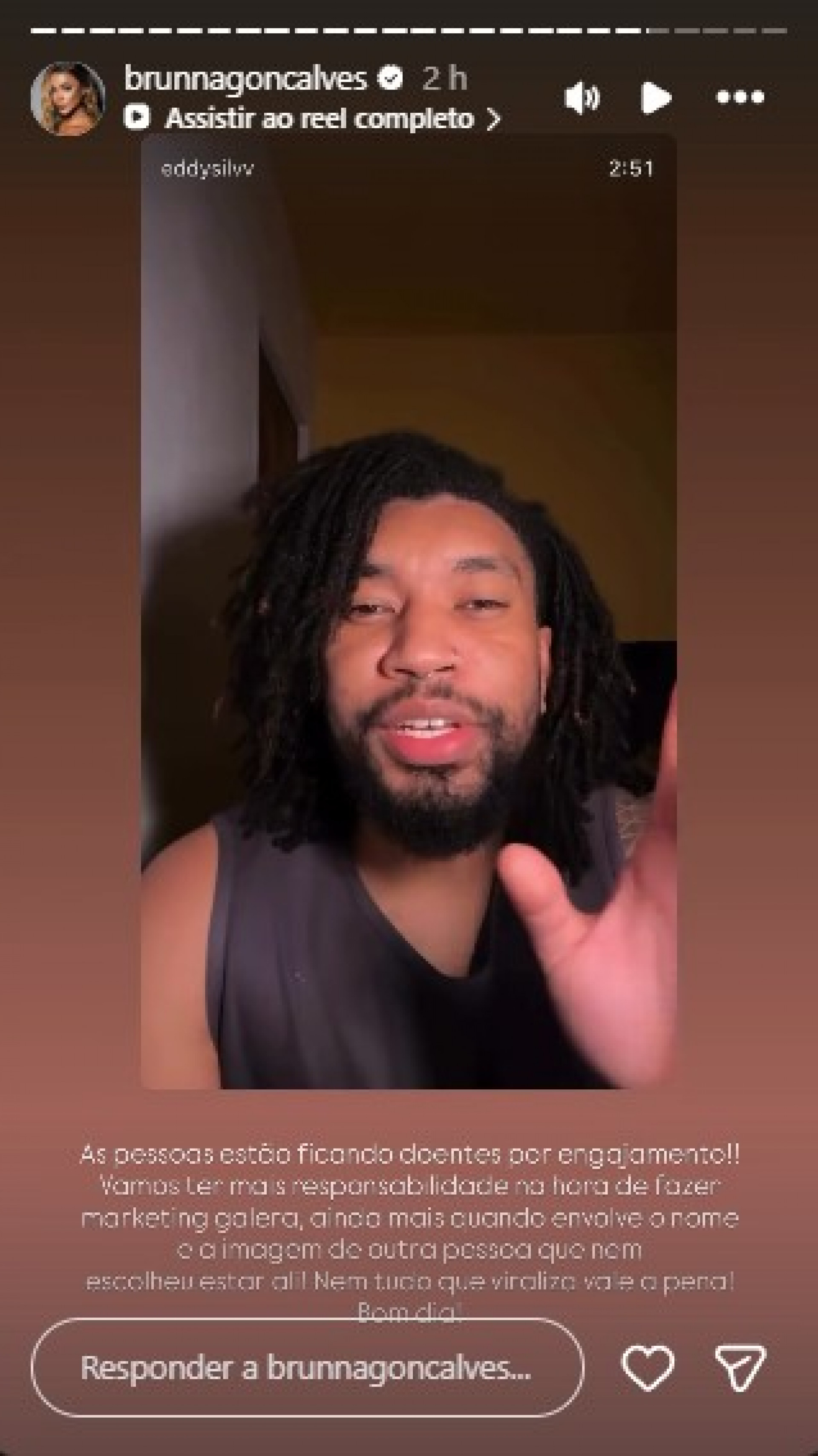 Brunna Gonçalves sai em defesa de Ludmilla em polêmica com Felipe Amorim - Reprodução de vídeo / Instagram