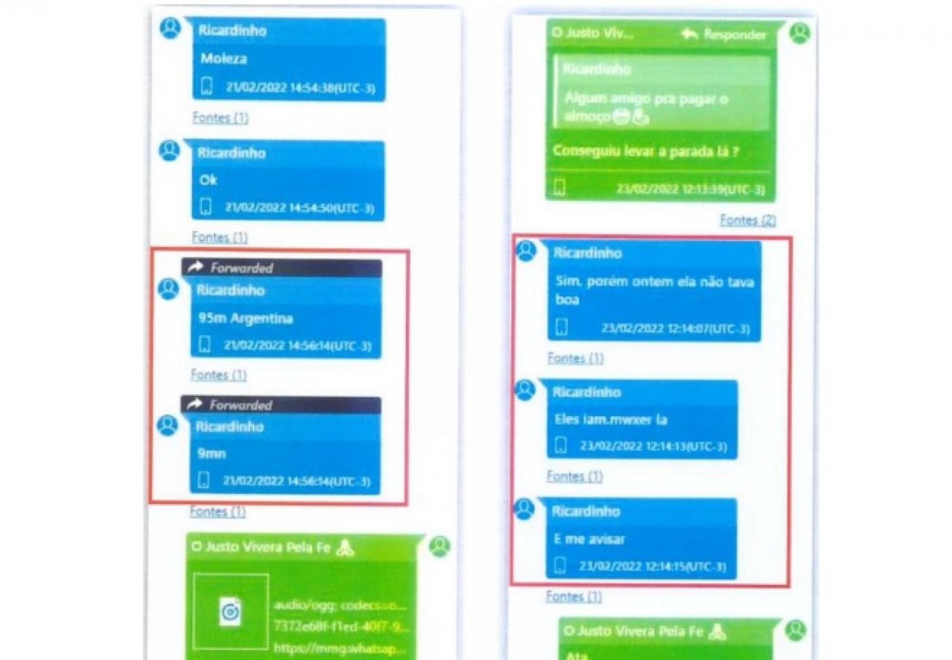 Print da conversa entre um policial militar e criminosos  - Divulgação/MPRJ