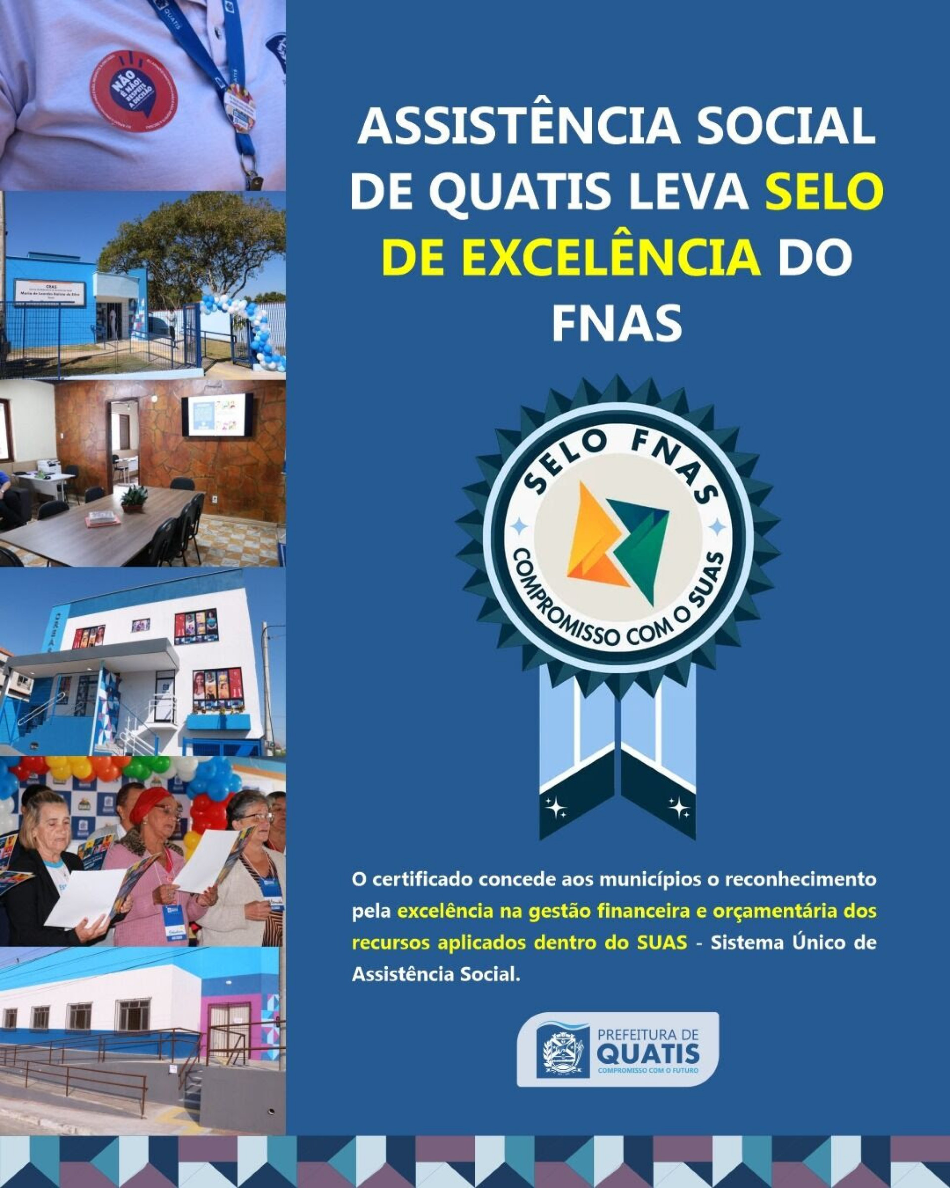 Assistência Social de Quatis recebe Selo FNAS por excelência na gestão financeira do SUAS
