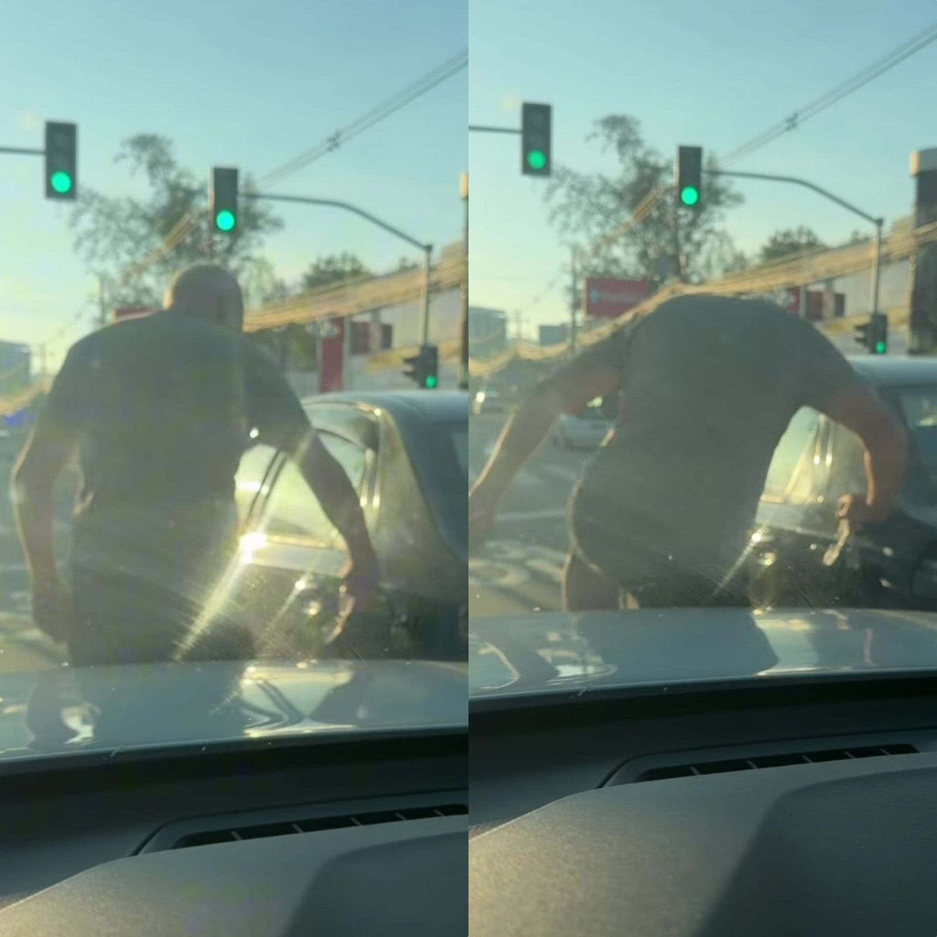 Homem d&aacute; socos e chutes no carro da apresentadora Isabele Benito
 - Reprodu&ccedil;&atilde;o de v&iacute;deo / Instagram