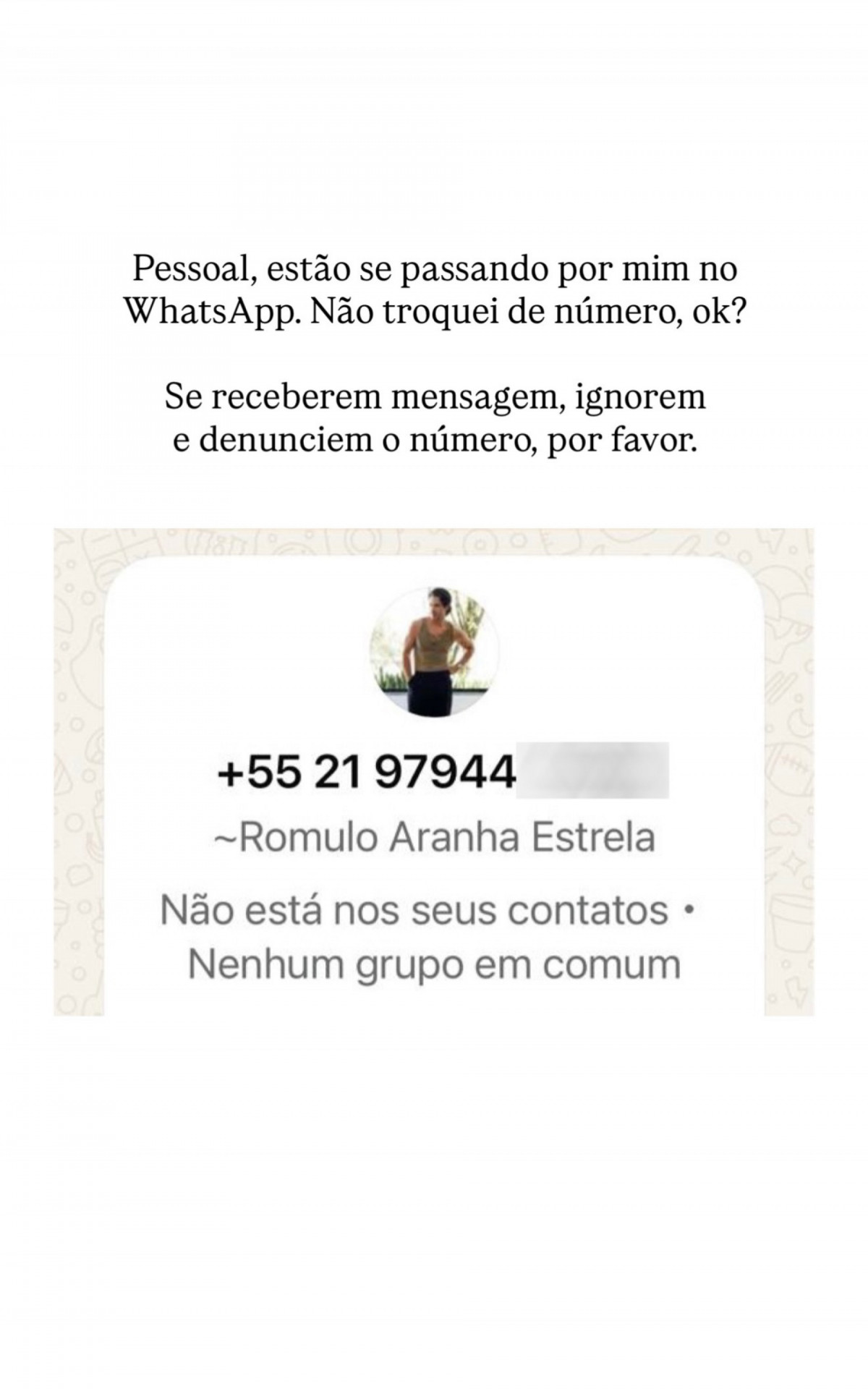 R&ocirc;mulo Estrela tem foto usada em golpe e pede que seguidores denunciem contato - Reprodu&ccedil;&atilde;o Instagram