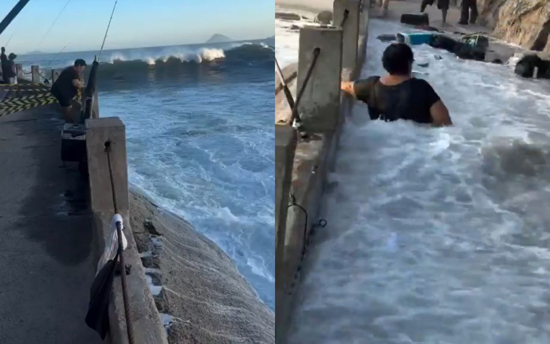 Vídeo: Mulher é arrastada por onda na Mureta do Leme