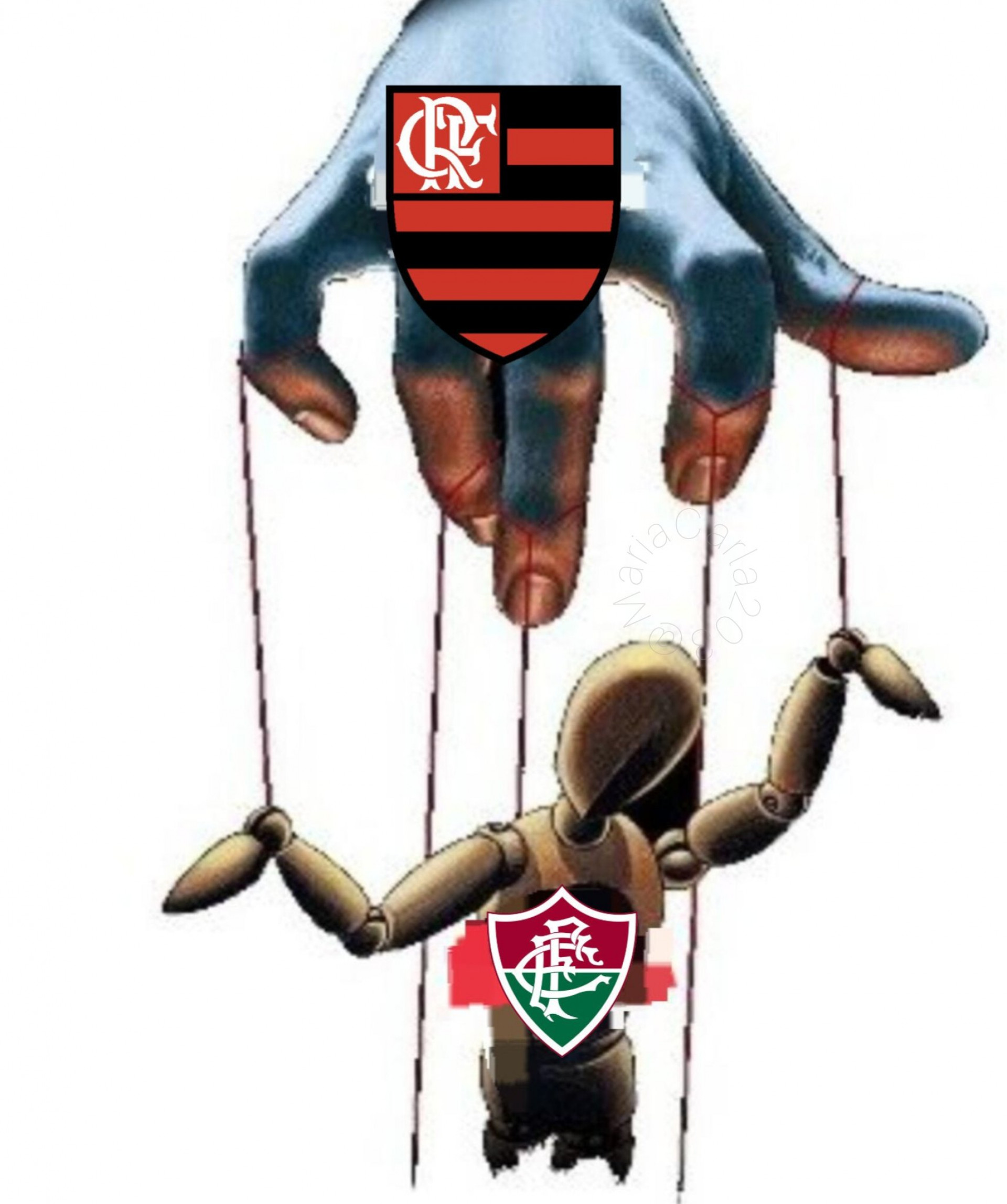 Torcedor do Flamengo postou imagem na qual o Fluminense é marionete do rival - Reprodução de rede social  / X