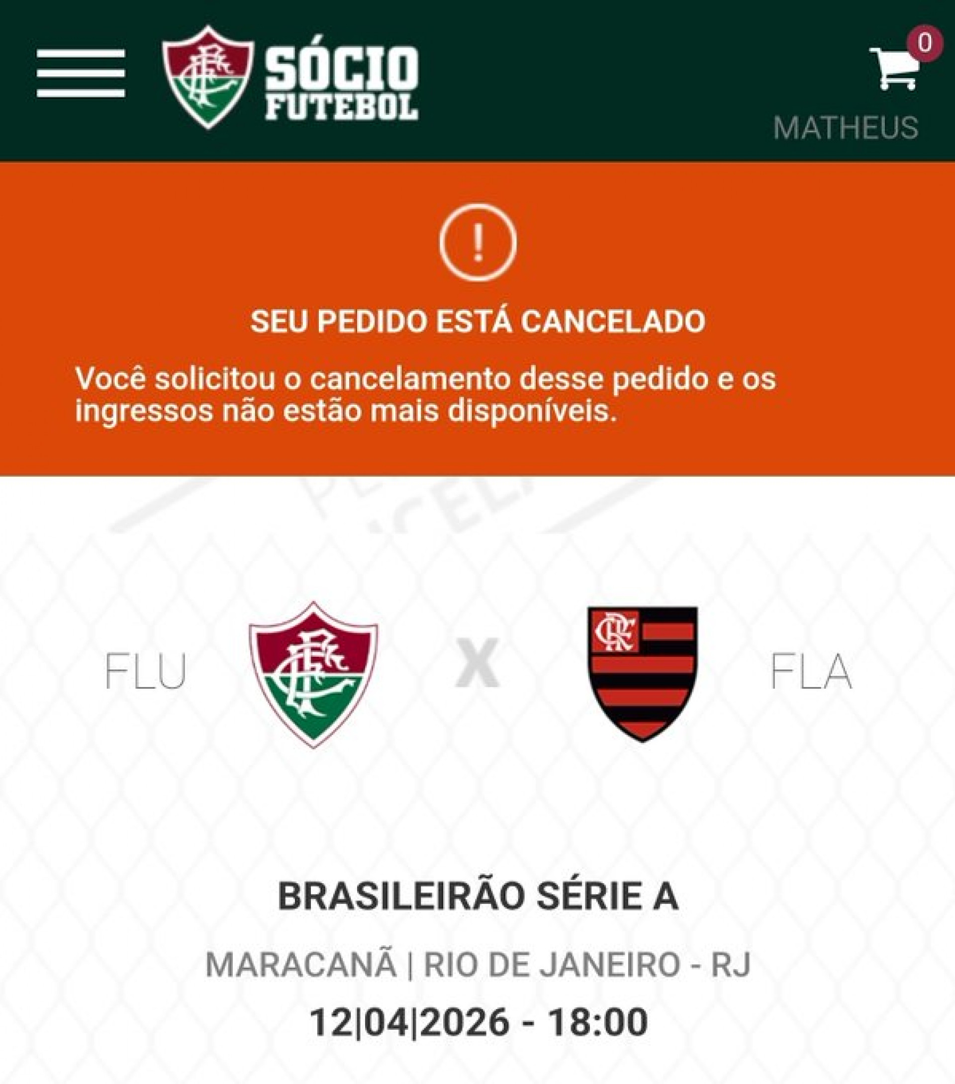 Torcedor do Fluminense cancelou ingresso para o Fla-Flu - Reprodução de rede social  / X