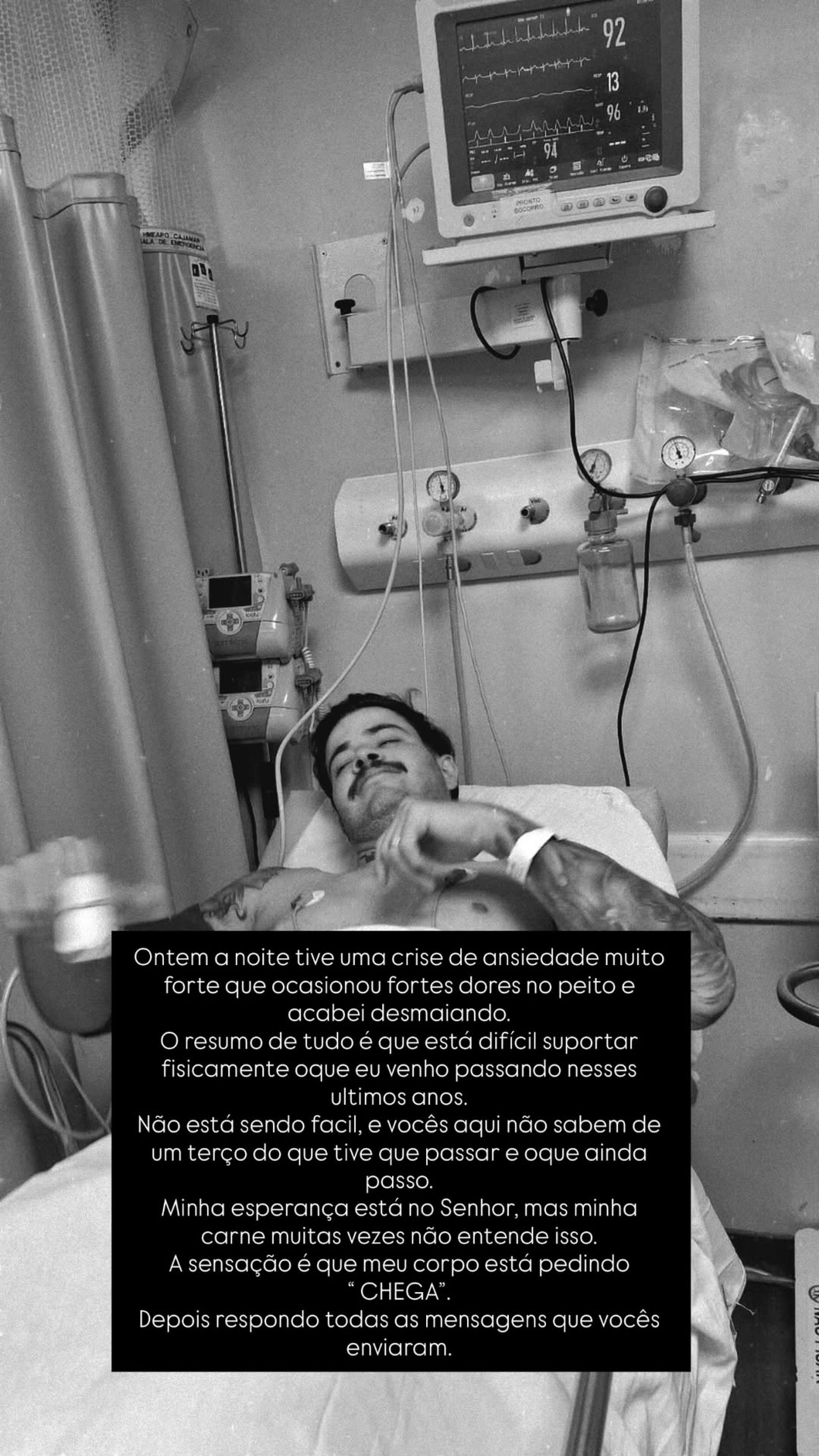 Jottapê recebeu atendimento médico após crise de ansiedade - Reprodução/Instagram