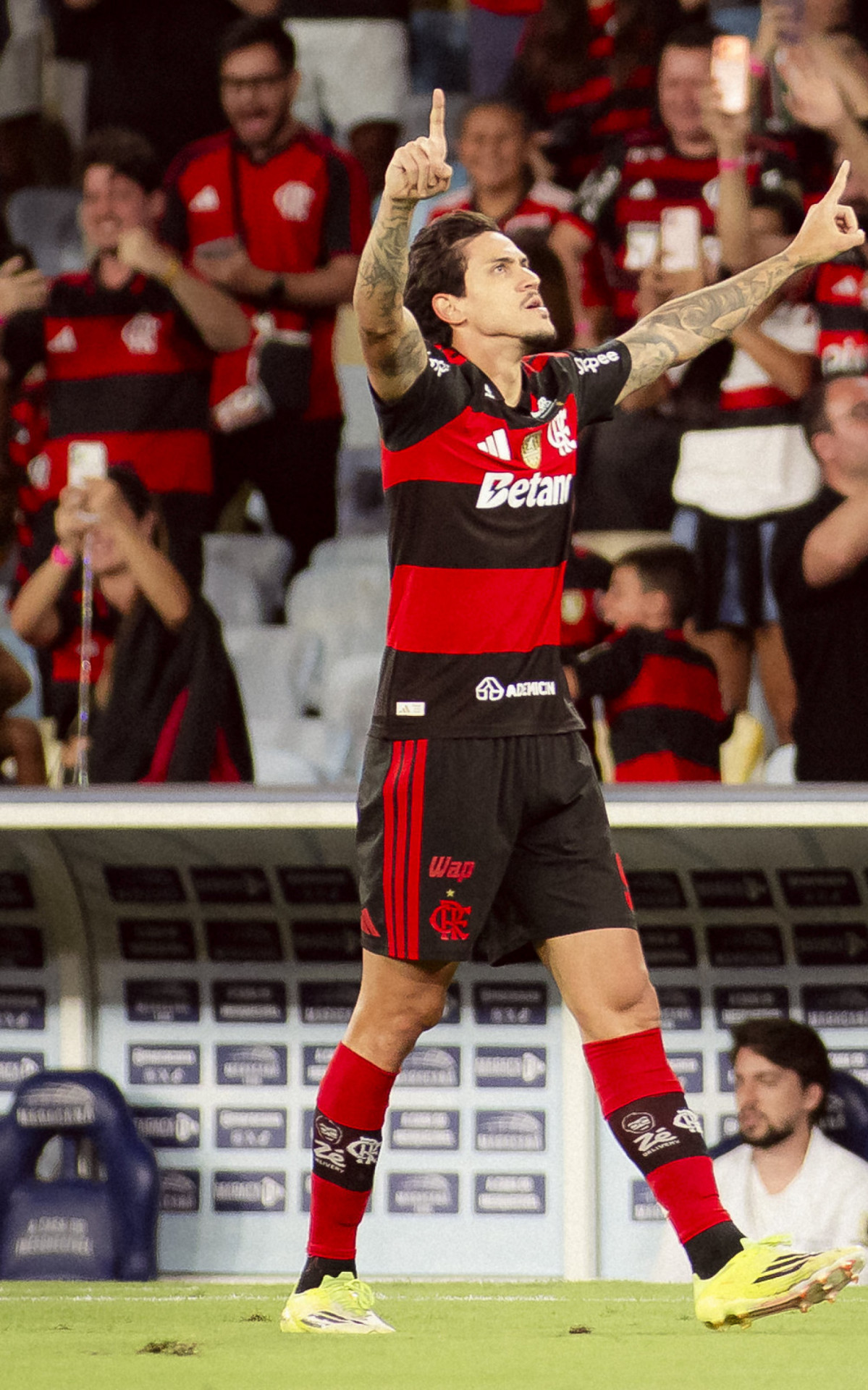 Pedro comemora um dos seus gols contra o Fluminense, neste domingo (12) - Adriano Fontes / Flamengo
