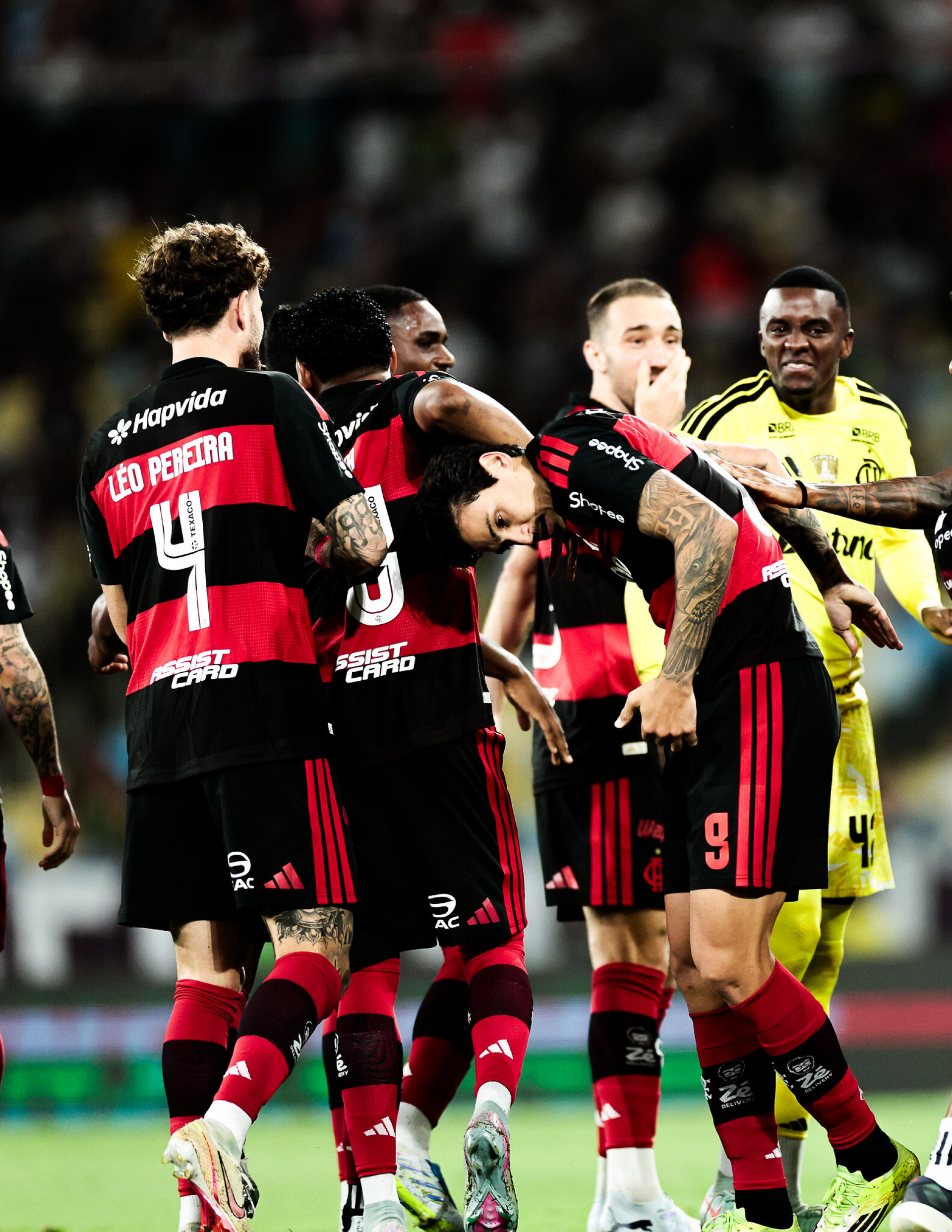 Jogadores comemoram gol de Pedro - Gilvan de Souza / Flamengo