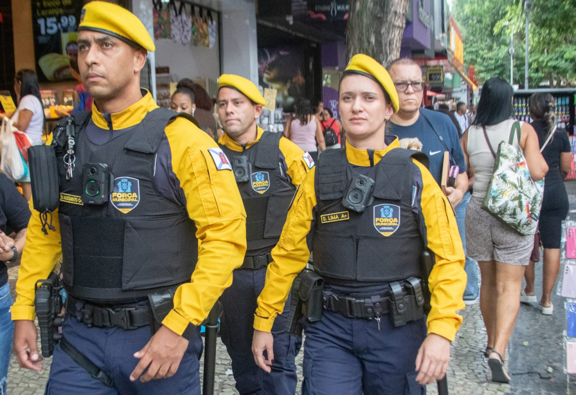 Força Municipal reforça policiamento no calçadão de Campo Grande nesta segunda-feira (13) - Érica Martin / Agência O Dia
