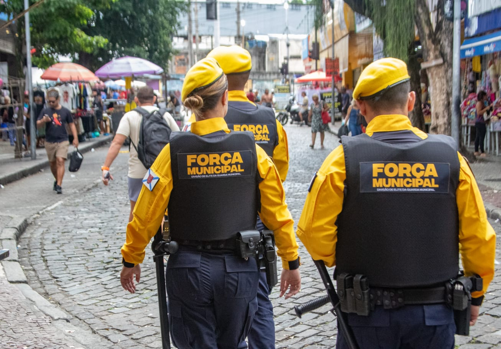 Força Municipal reforça policiamento no calçadão de Campo Grande nesta segunda-feira (13) - Érica Martin / Agência O Dia