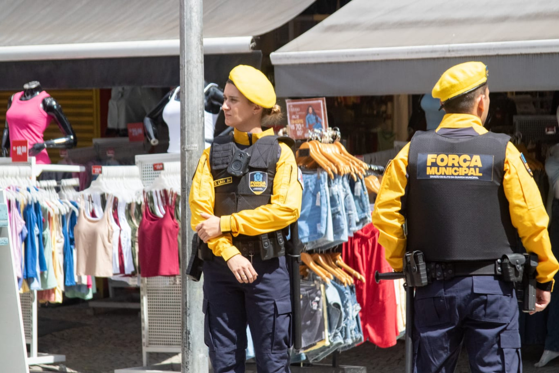Força Municipal reforça policiamento no calçadão de Campo Grande nesta segunda-feira (13) - Érica Martin / Agência O Dia